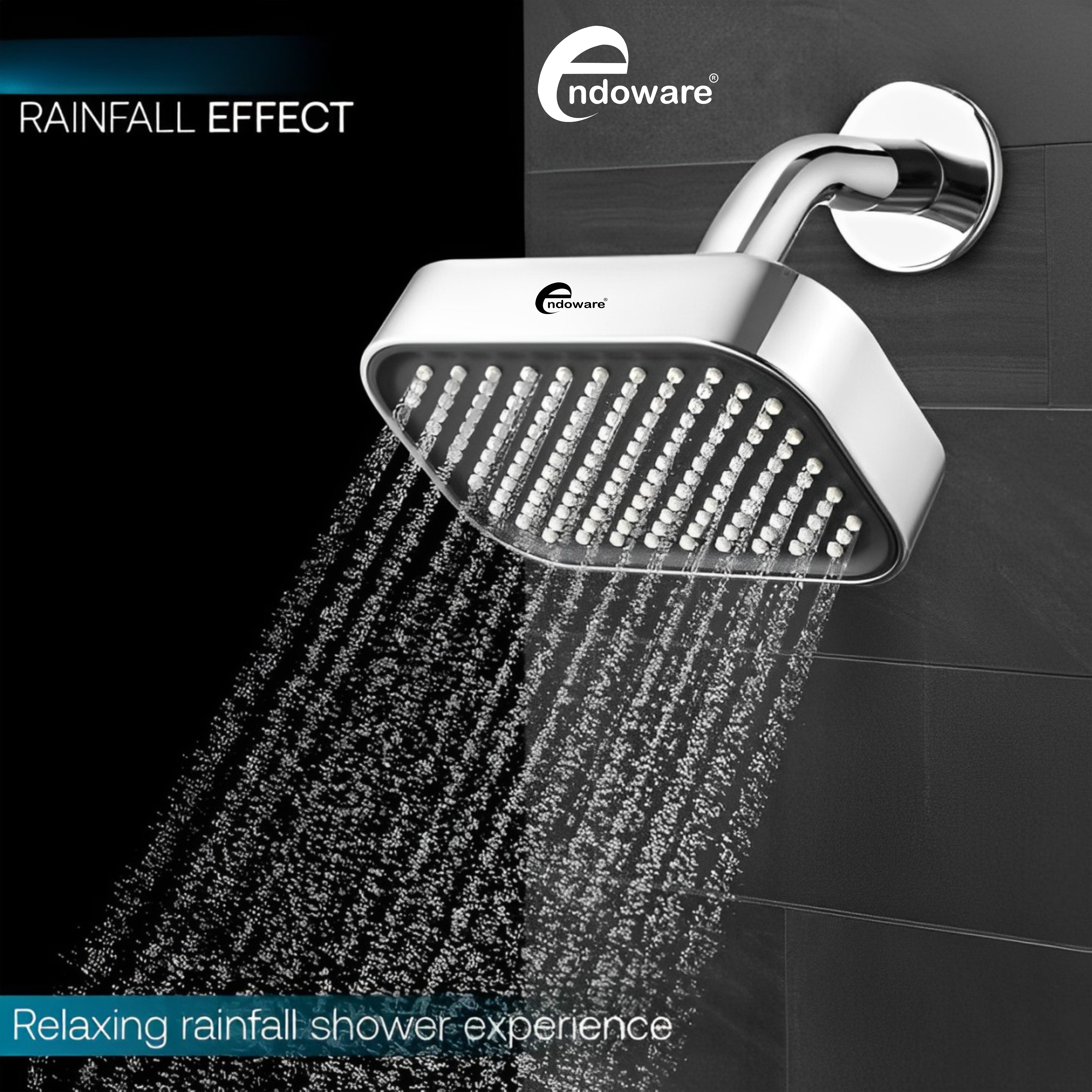 ENDOWARE Armless ABS 6x4 Inch Single Flow Overhead Shower – Modern and Durable