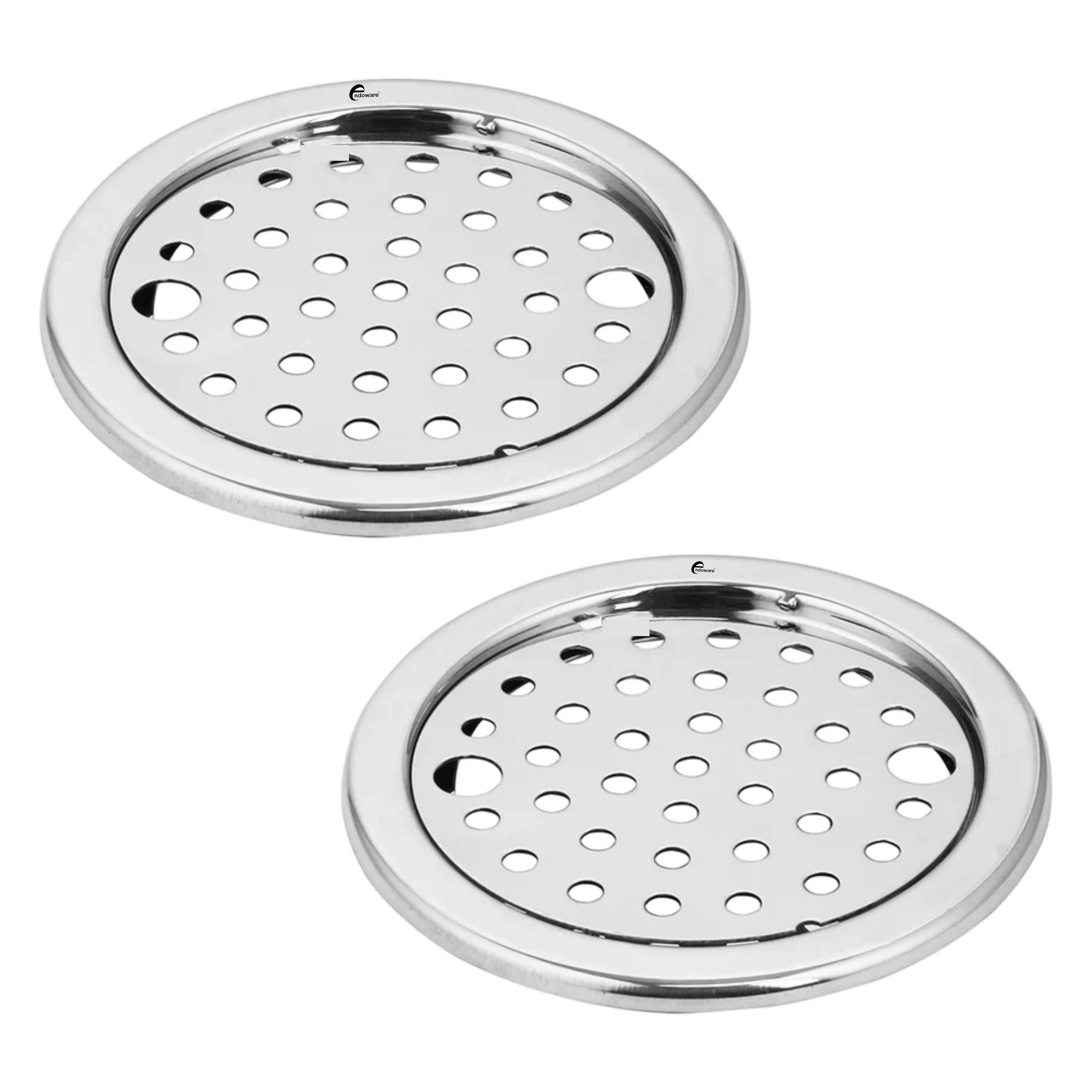 Endoware - Plain Jali 5-Inch Round Floor Drain with Lock (Set of 2) – Ideal for Kitchens & Bathrooms