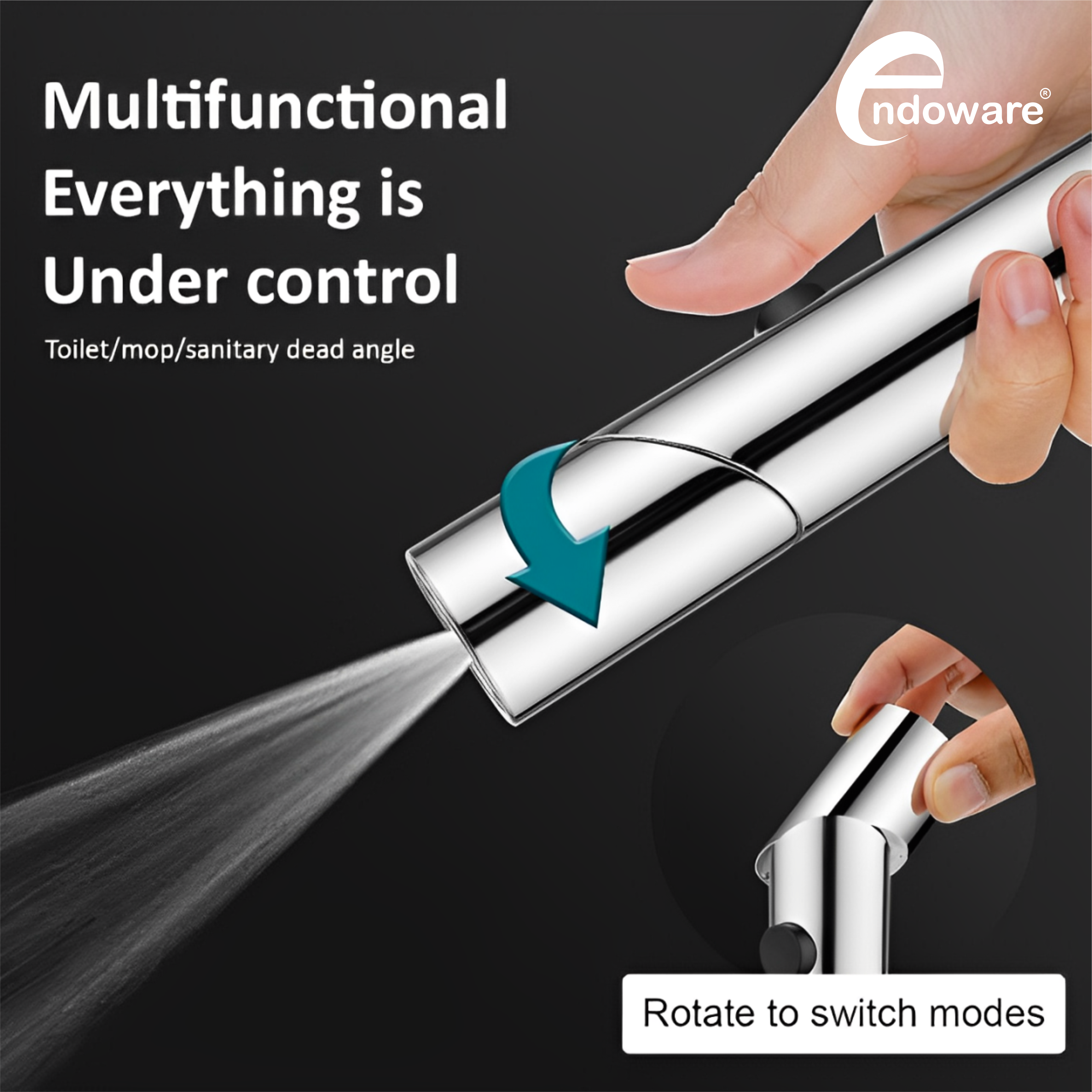 Endoware - Dual Function ABS Health Faucet with 1.25m SS-304 Hose & Wall Hook – Silver Toilet Jet Spray
