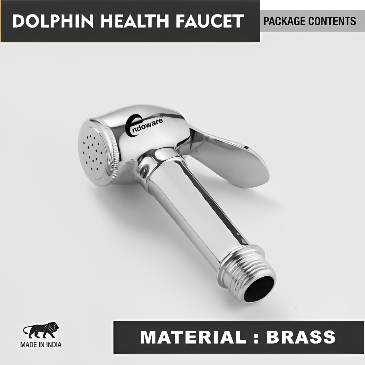 Endoware Dolphin Brass Handheld Showerhead with Flexible Hose, Wall Hook
