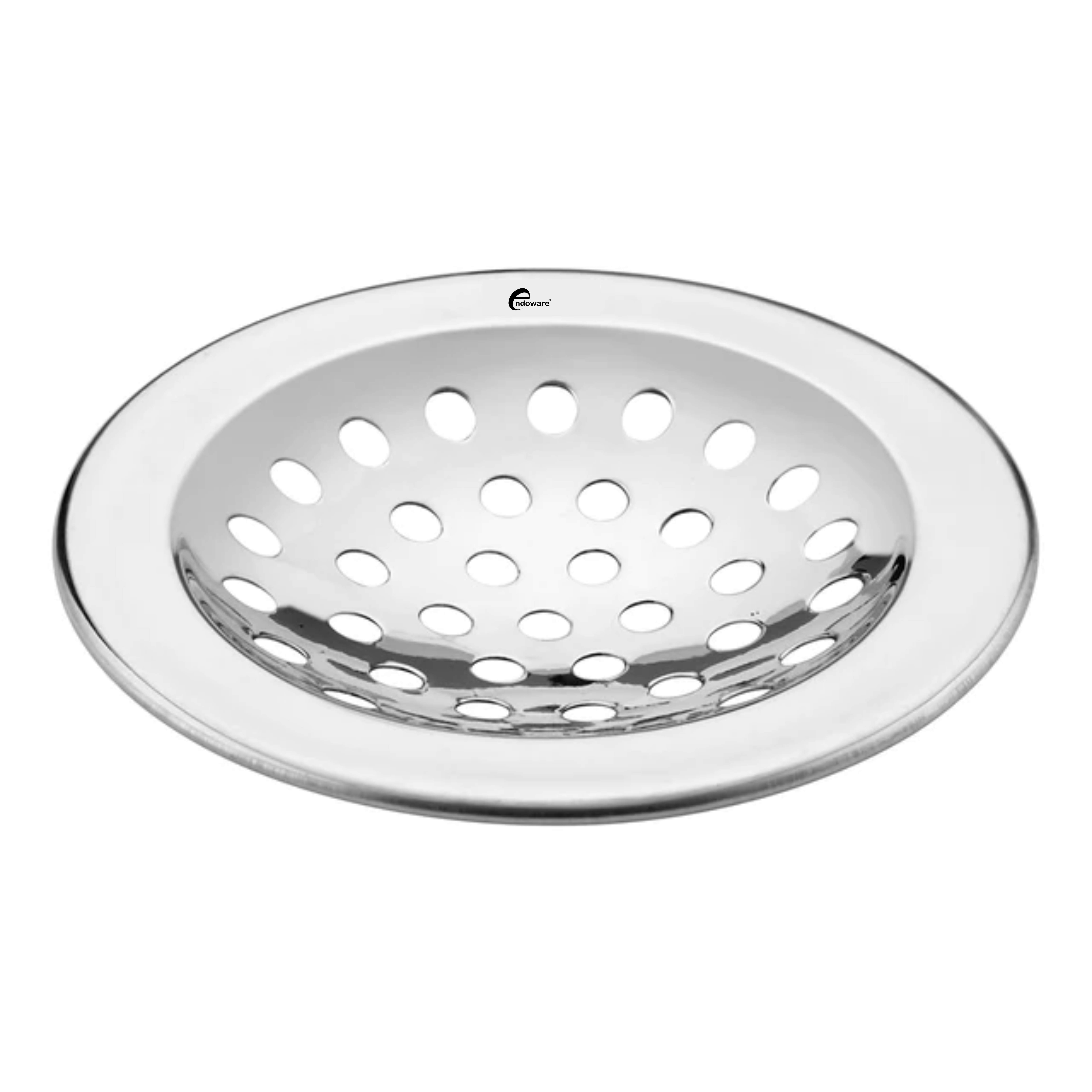 Endoware - Solid Polka with Collar Round Floor Drain (4½ Inches) – Pack of 2, Stainless Steel Design