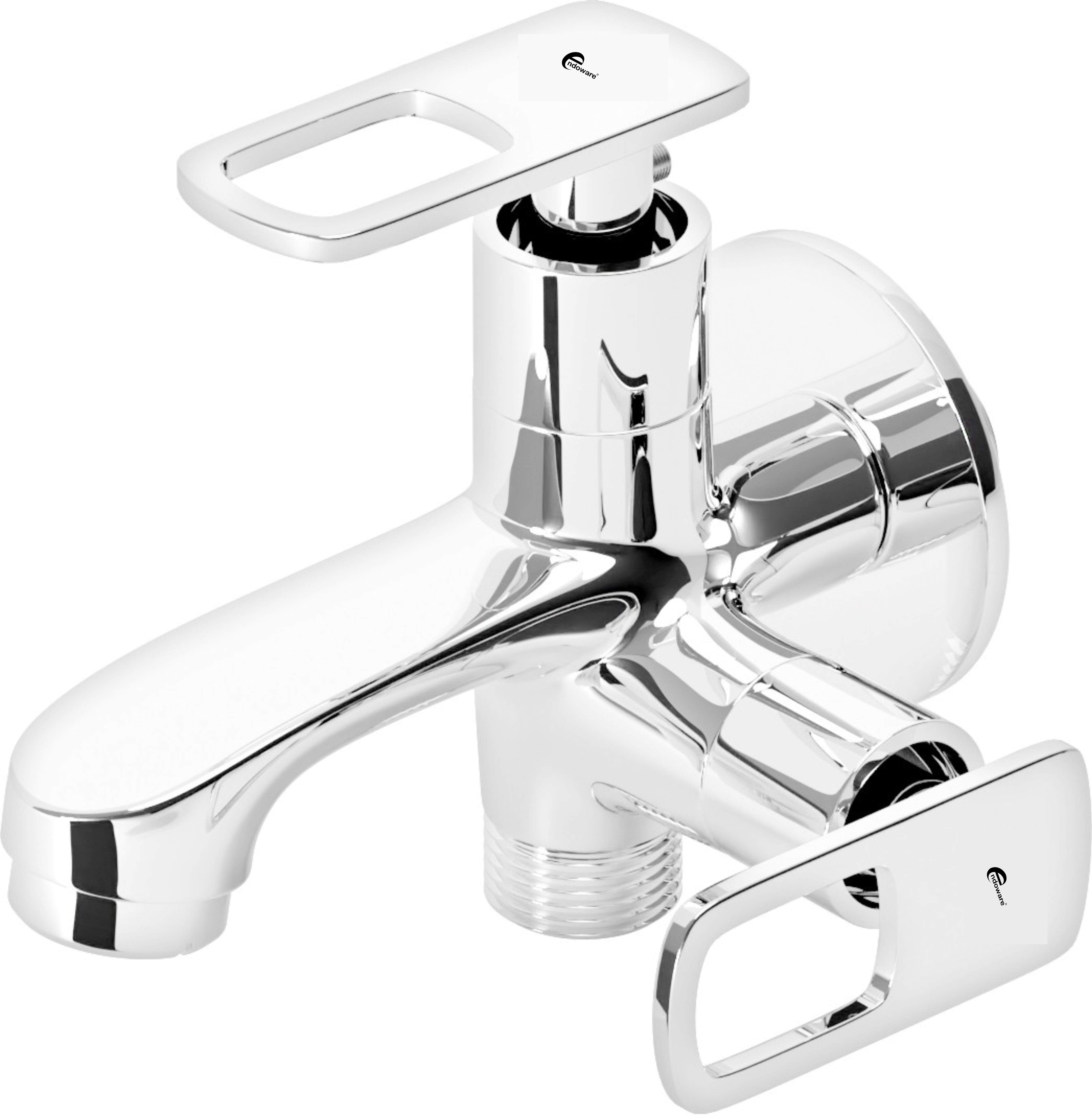 Endoware Cassia 2-in-1 Brass Bib Tap Faucet – Chrome Wall Mount Installation with Flange