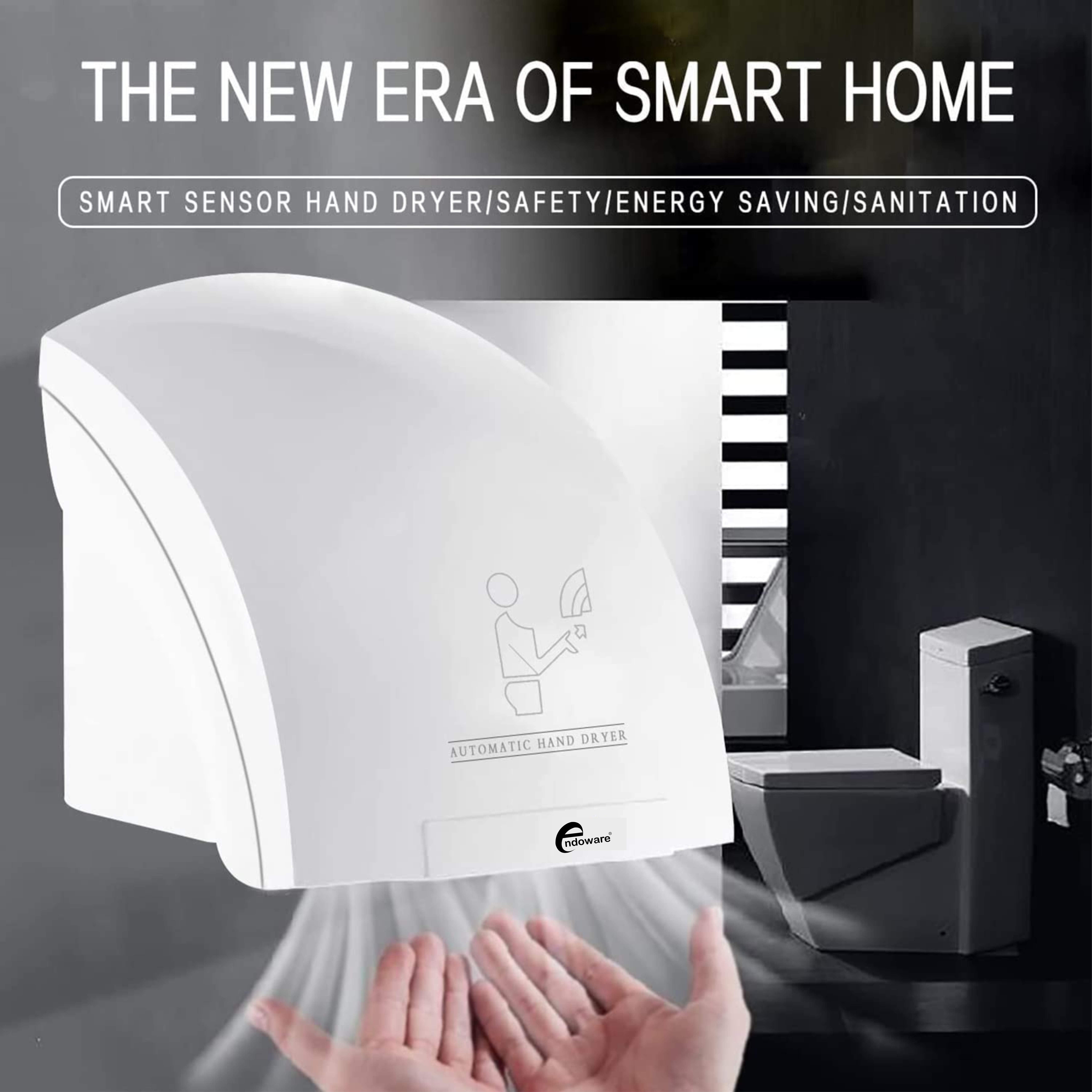 Endoware Plastic Automatic Hand Dryer (White, Standard Model) – Touchless, Energy-Efficient
