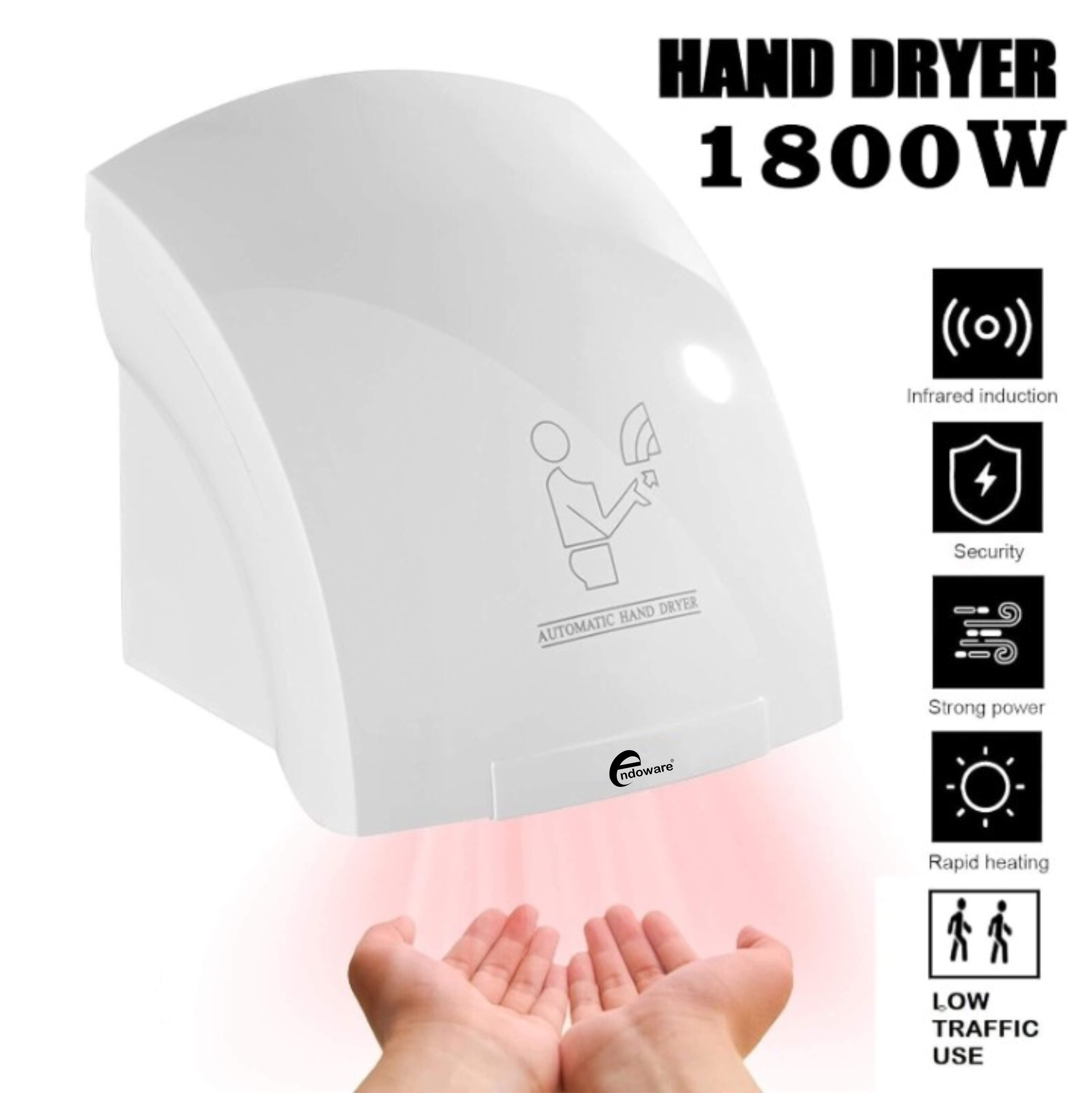 Endoware Plastic Automatic Hand Dryer (White, Standard Model) – Touchless, Energy-Efficient