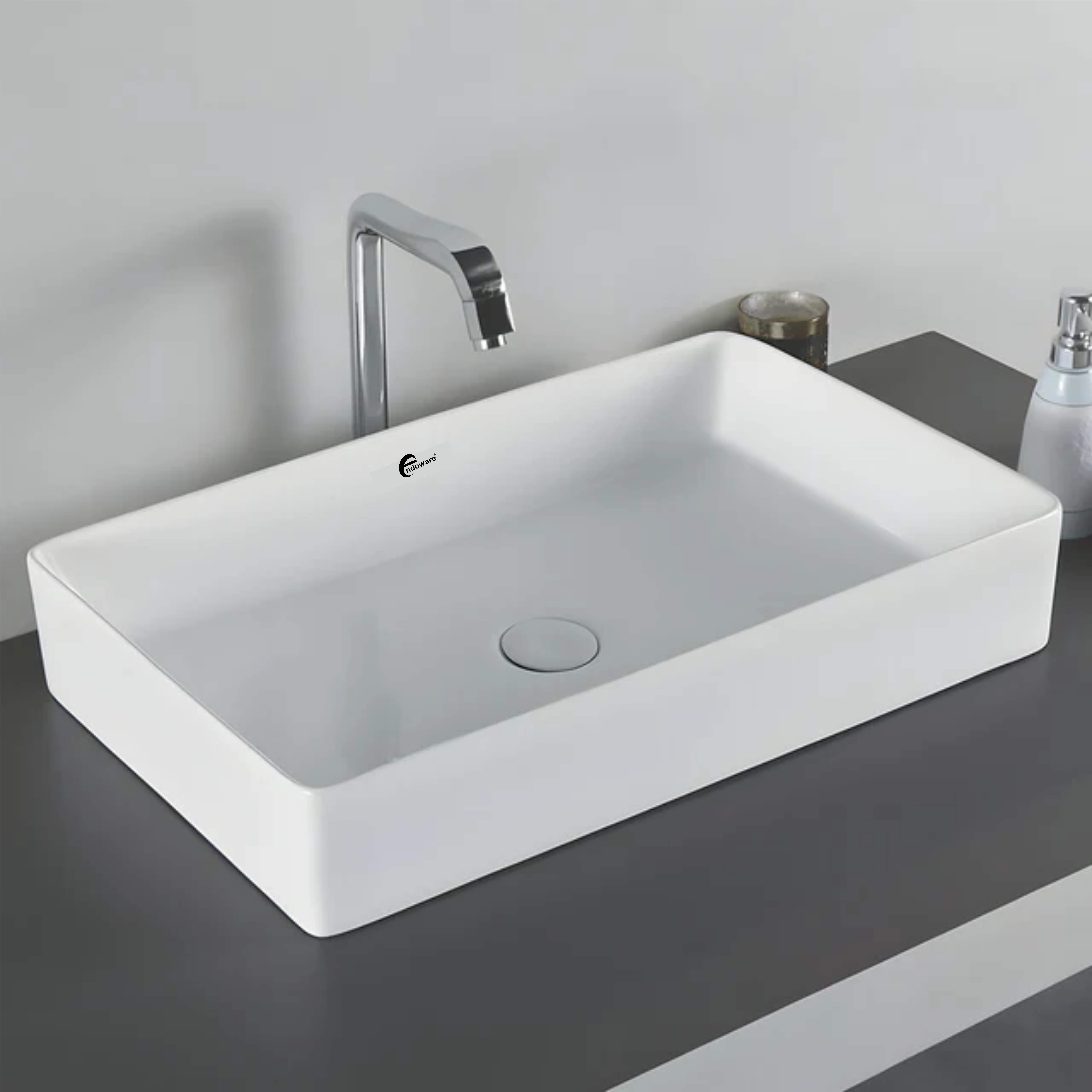 Endoware White Ceramic Pop-Up Waste Coupling for Bathroom Sink (3 Inches)