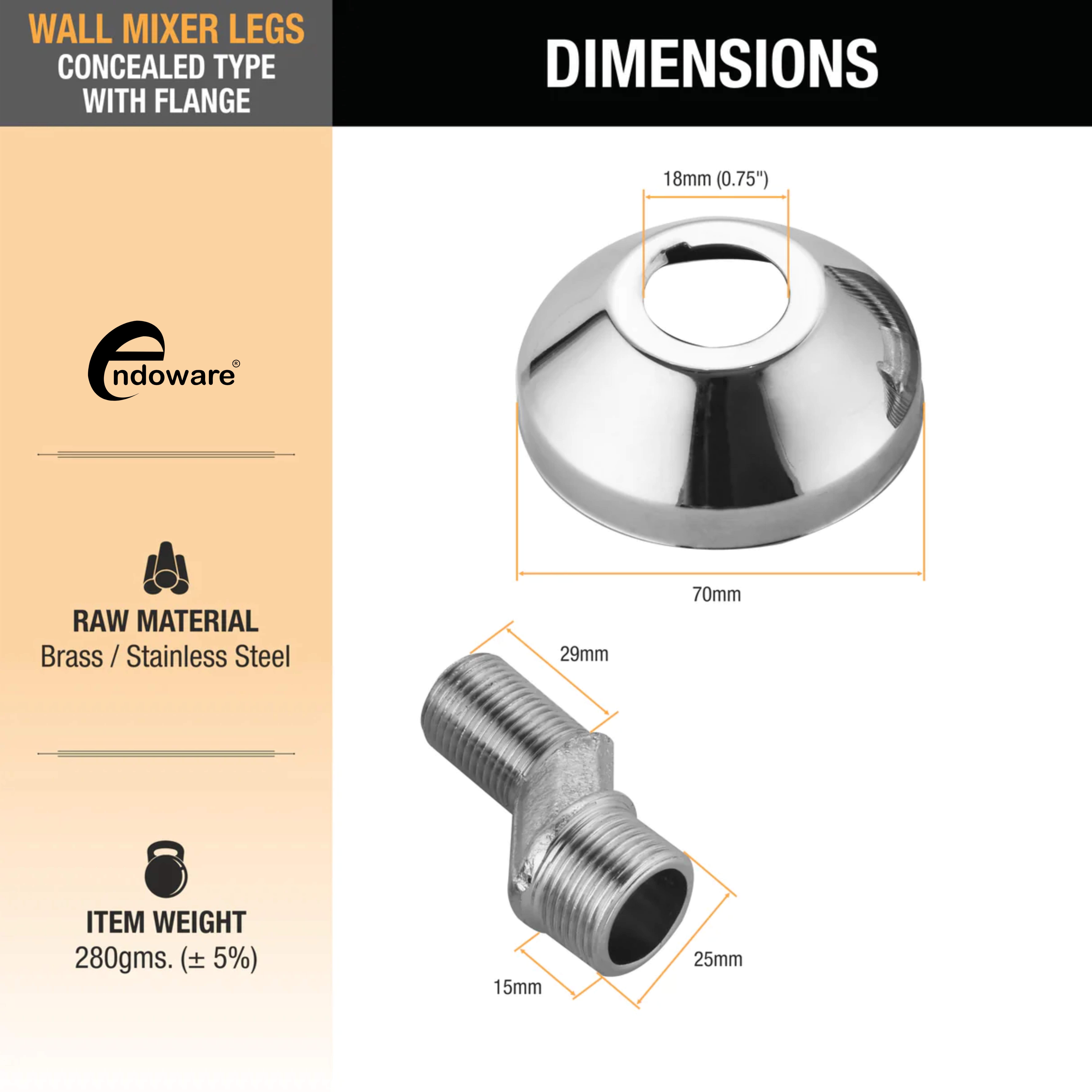 Endoware Wall Mixer Legs with Flange for Bathroom & Kitchen