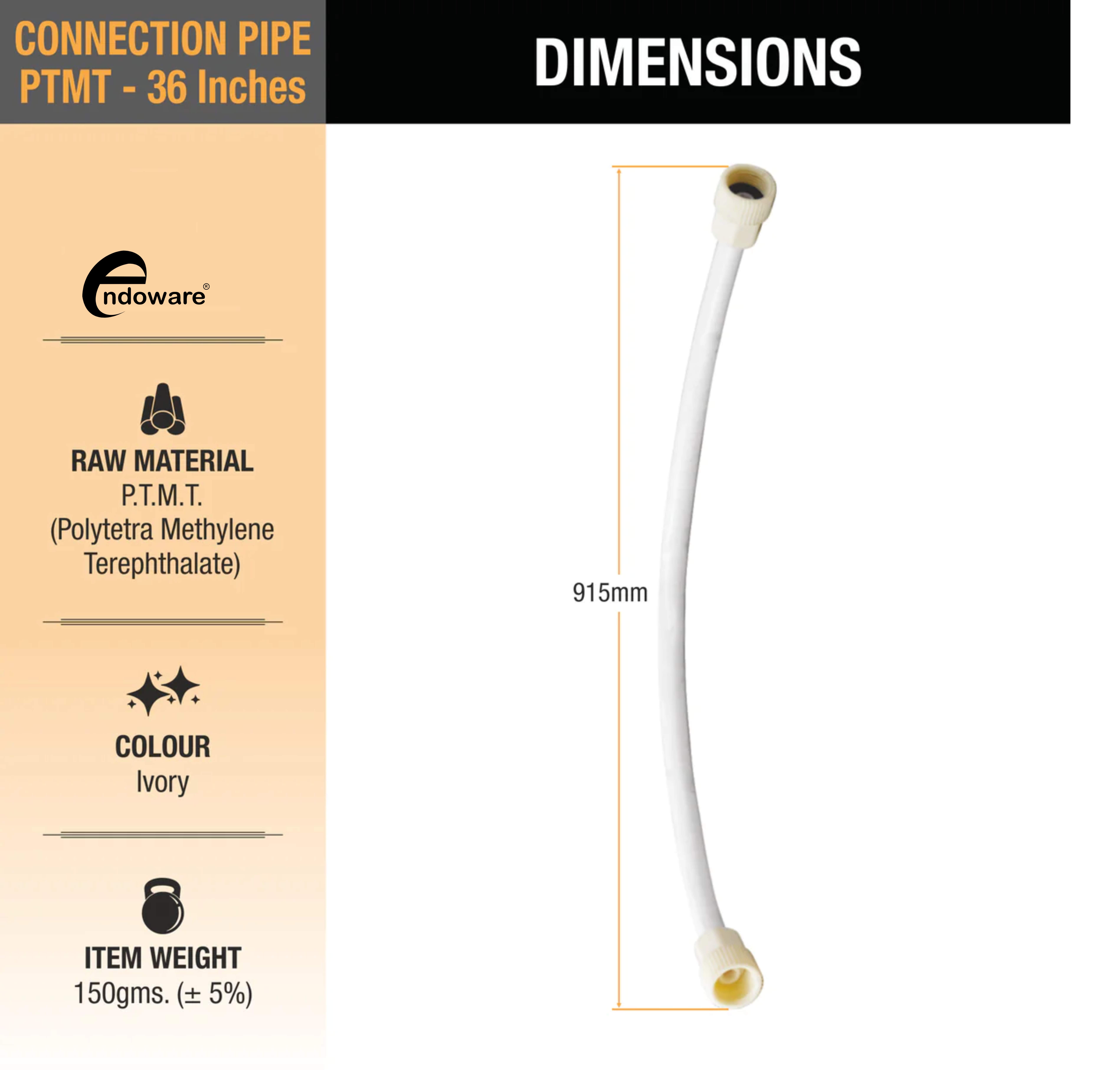Endoware 36-Inch Geyser Connection Pipe PTMT (Pack of 2) – Durable & Reliable