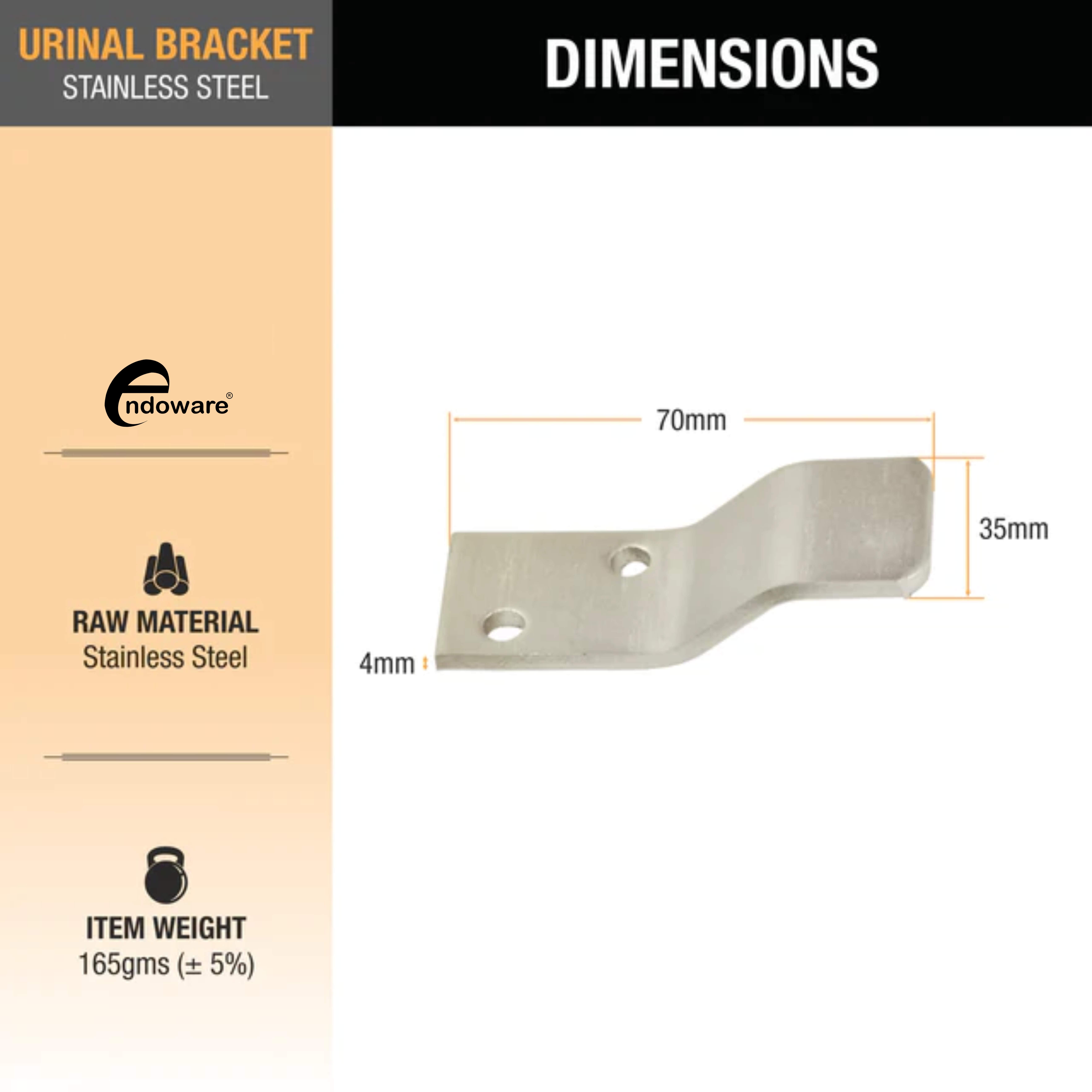 Endoware Adjustable Urinal Bracket for Commercial Restrooms