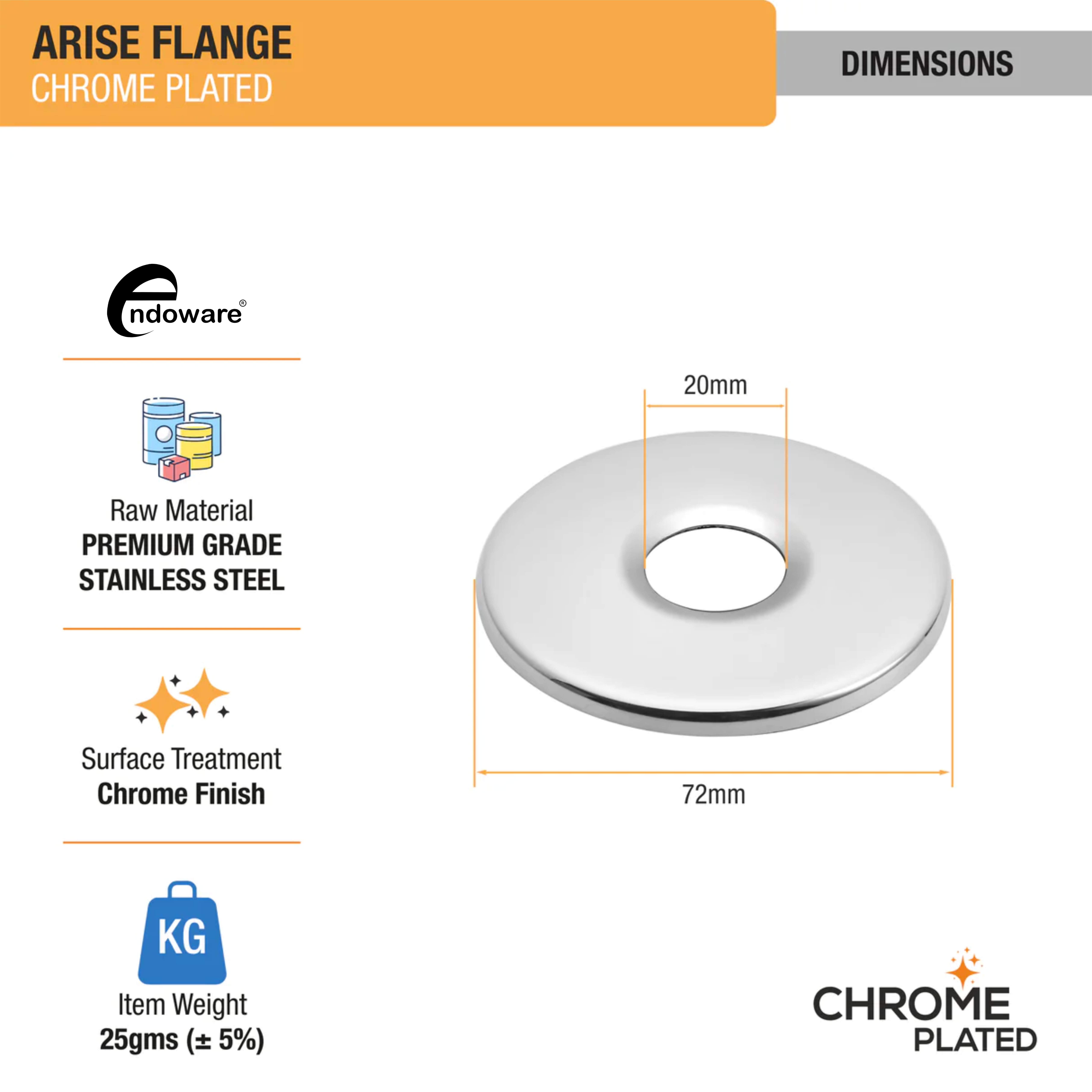 Endoware 5-Pack Arise Flanges (Chrome Plated) – Perfect for Home and Professional Use For Home