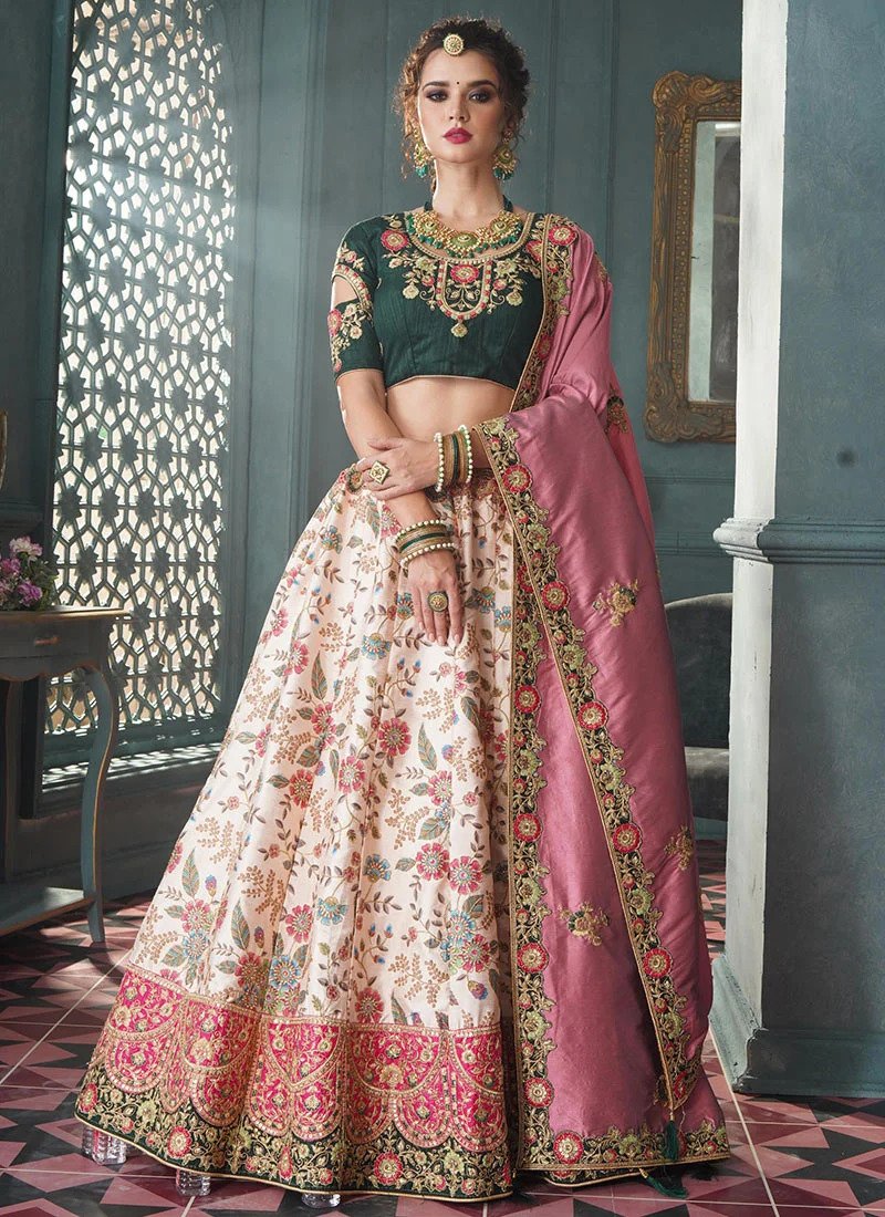 Art Silk Embroidered Umbrella Lehenga Wedding Wear