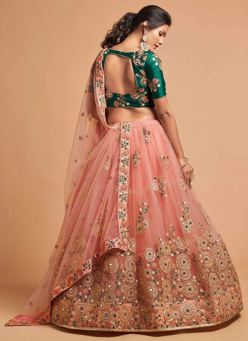Rose Pink Umbrella Lehenga Wedding Wear