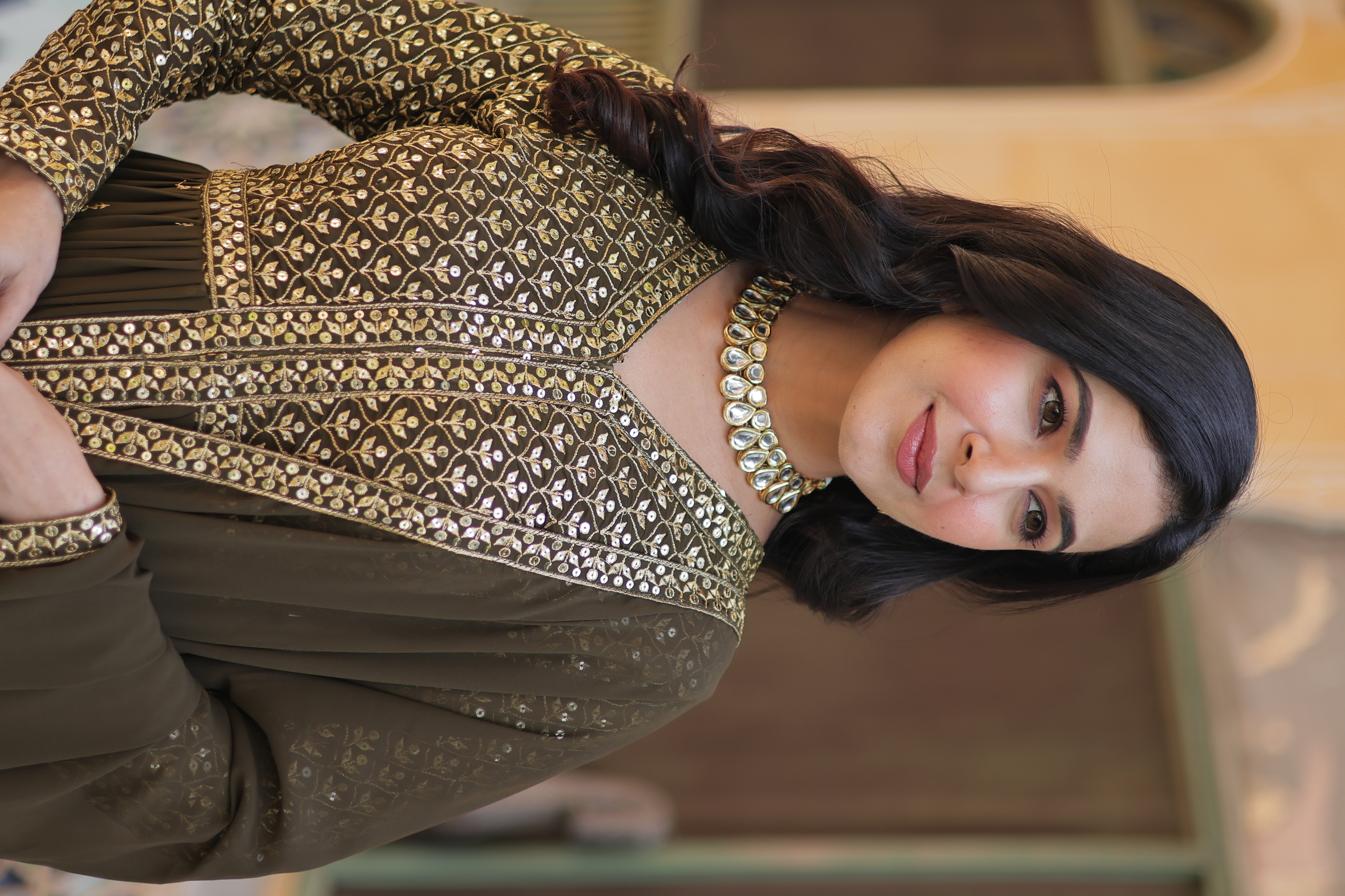 This exquisite collection of readymade mehendi colour Anarkali salwar suits 