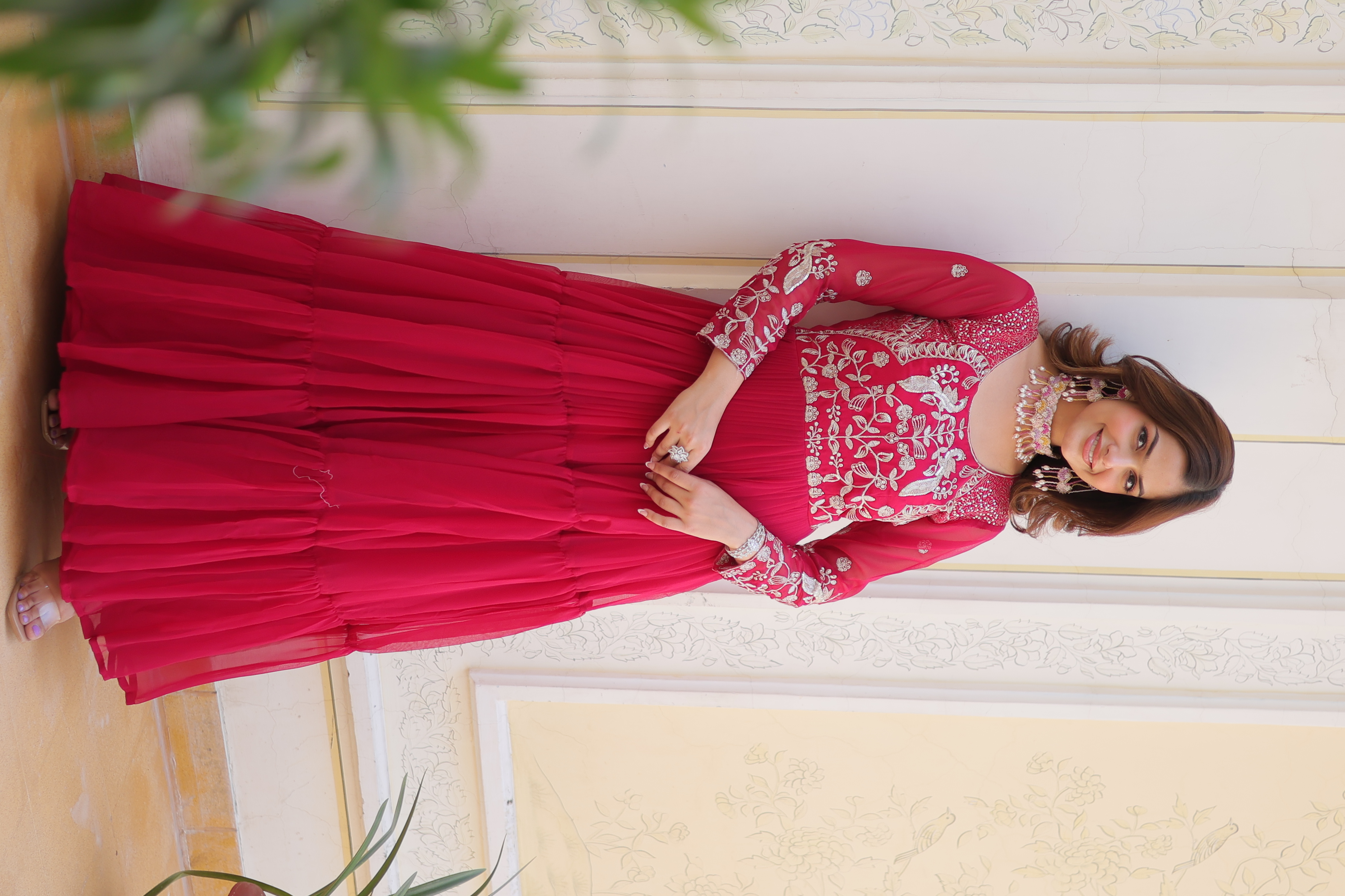 This vibrant pink gown is the perfect choice for your Eid celebrations