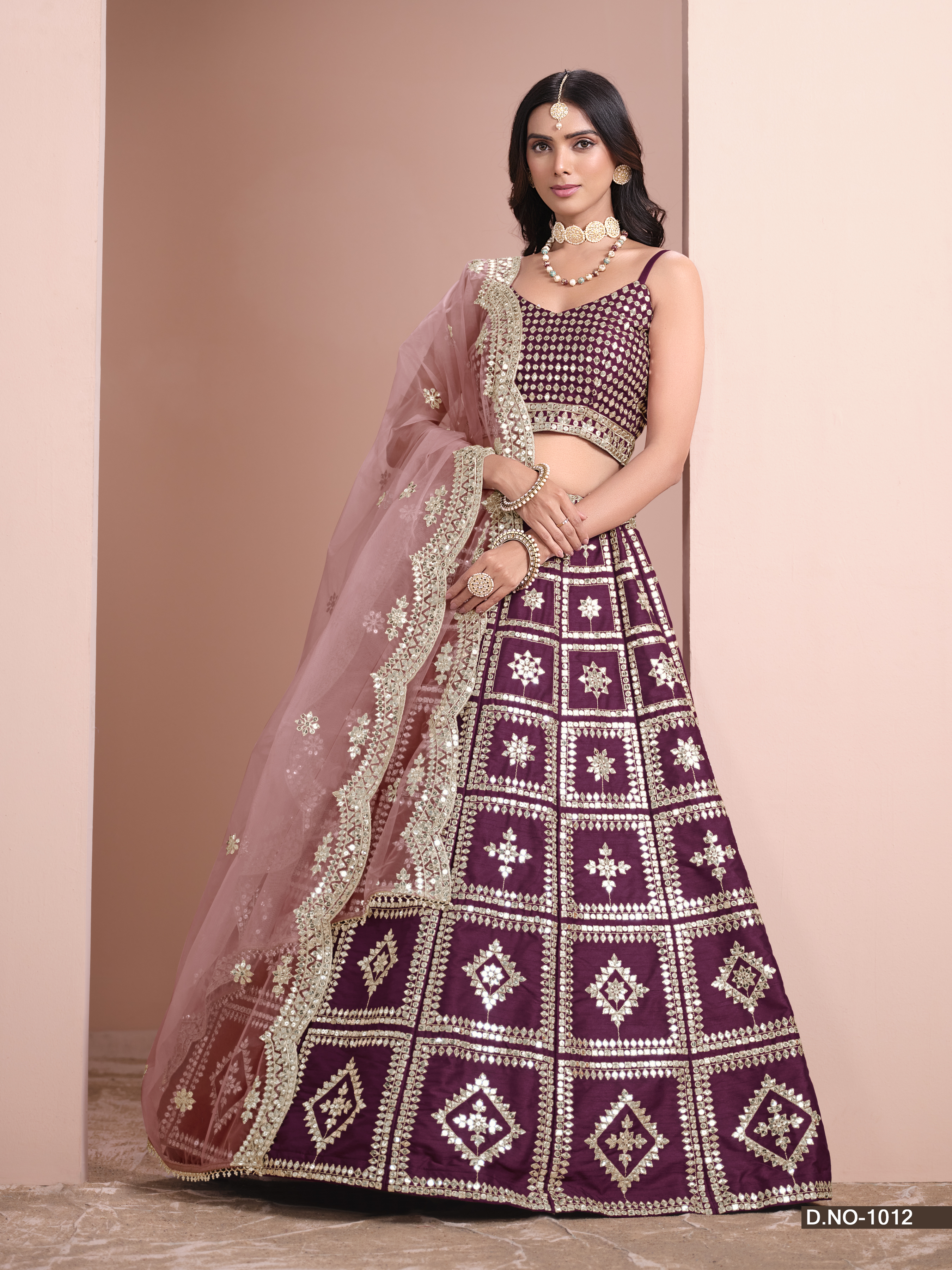 Regal Maroon Art Silk Umbrella Lehenga