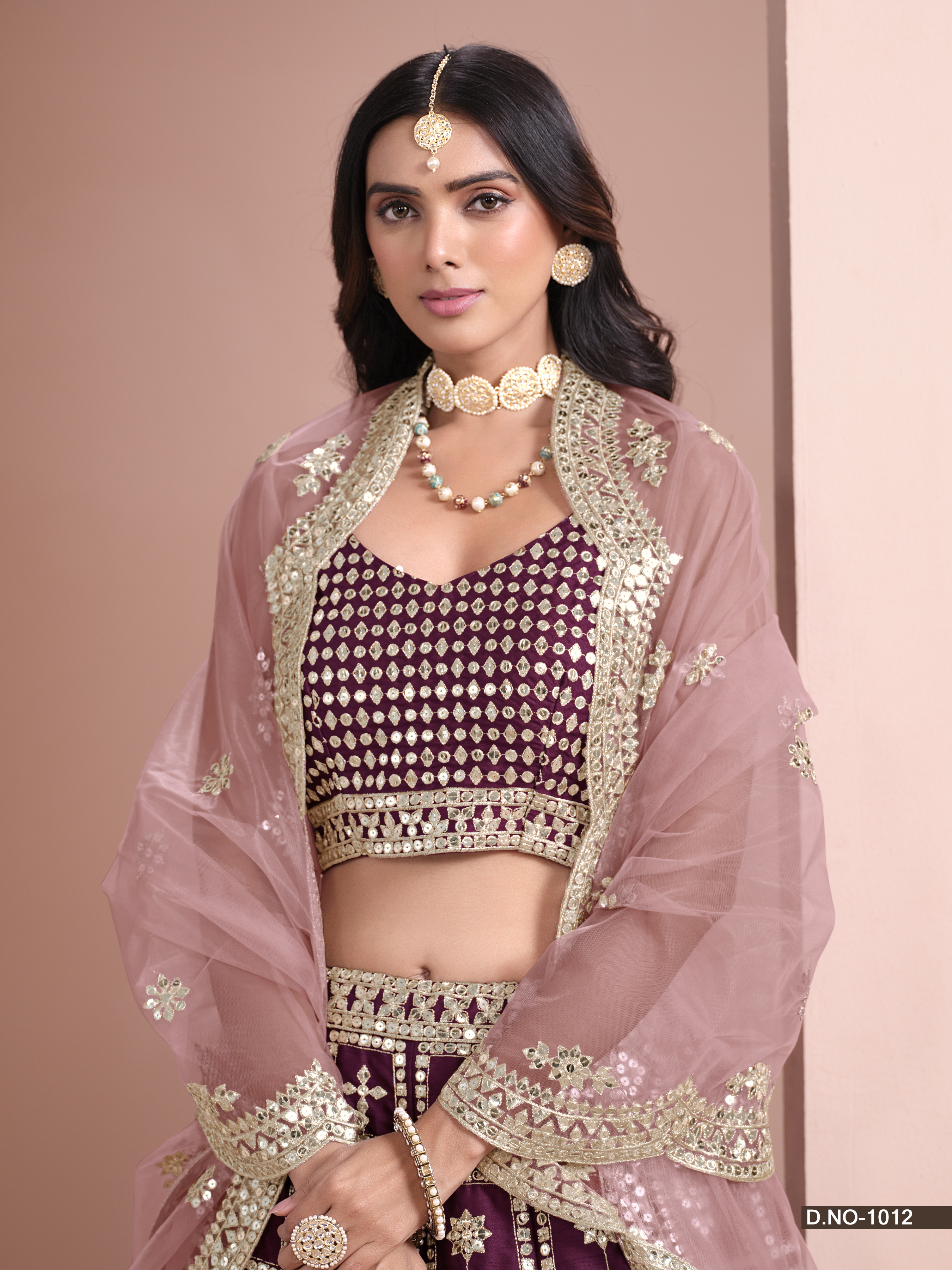 Regal Maroon Art Silk Umbrella Lehenga