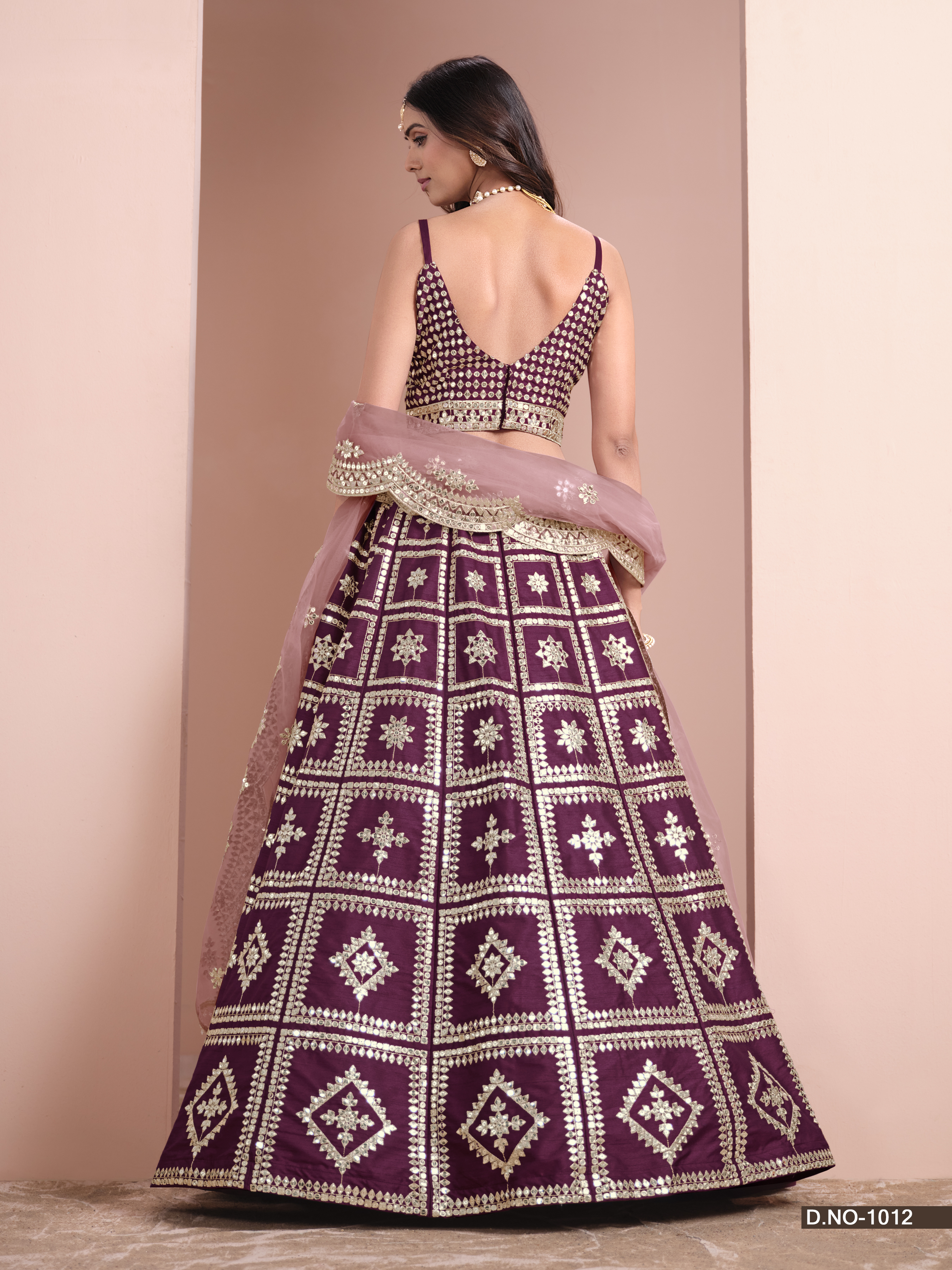 Regal Maroon Art Silk Umbrella Lehenga