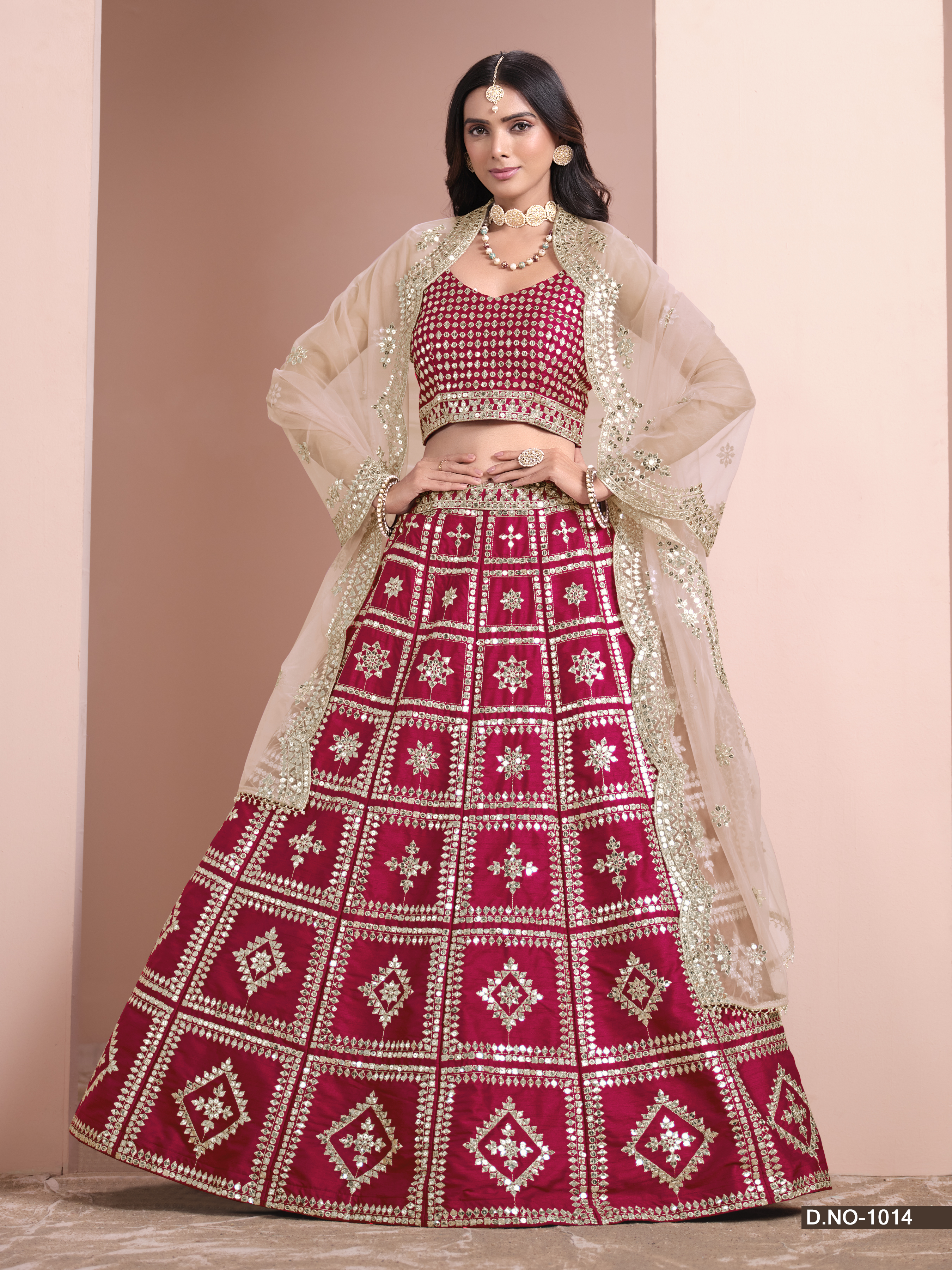Graceful Red Art Silk Umbrella Lehenga