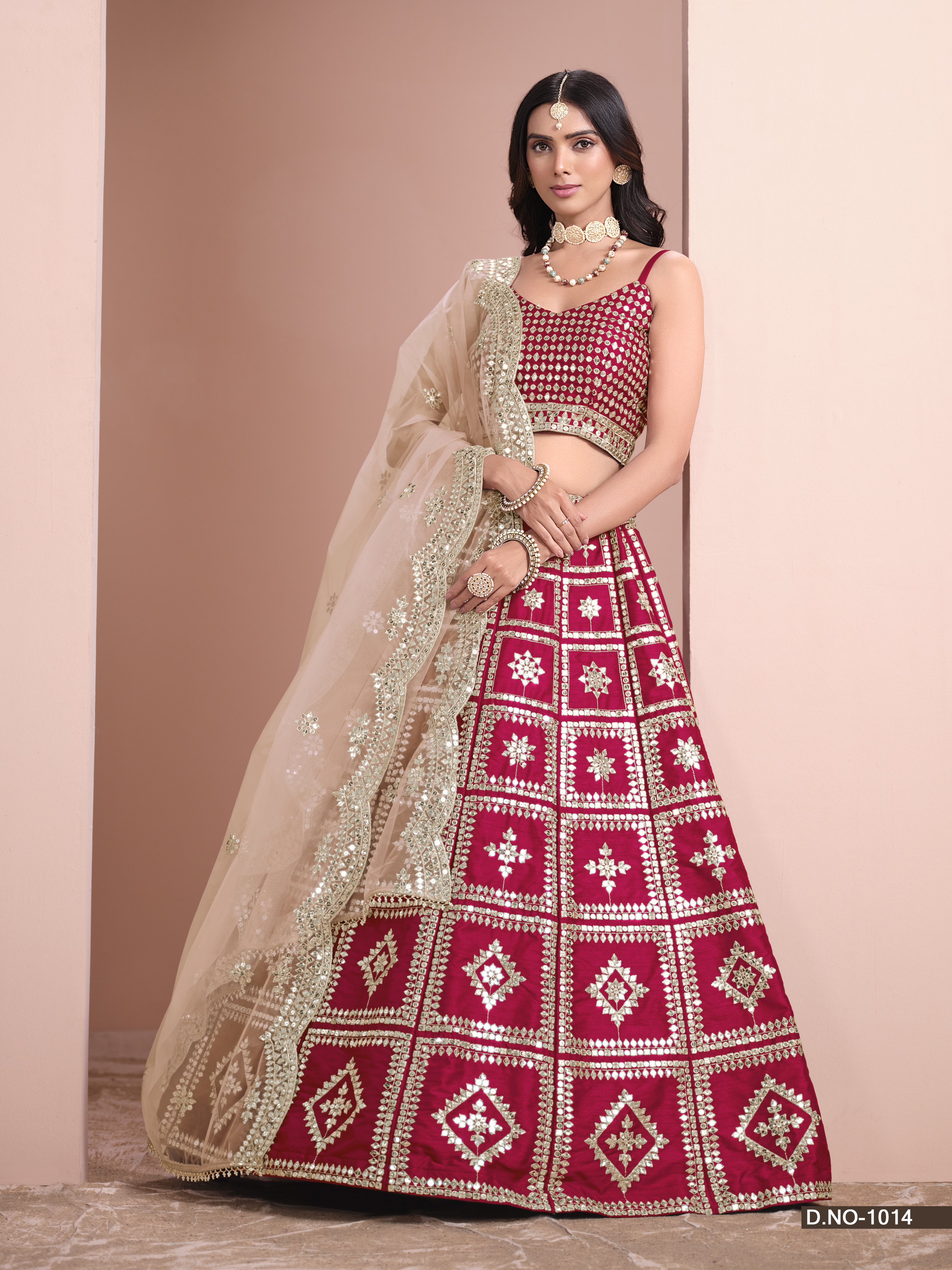Graceful Red Art Silk Umbrella Lehenga