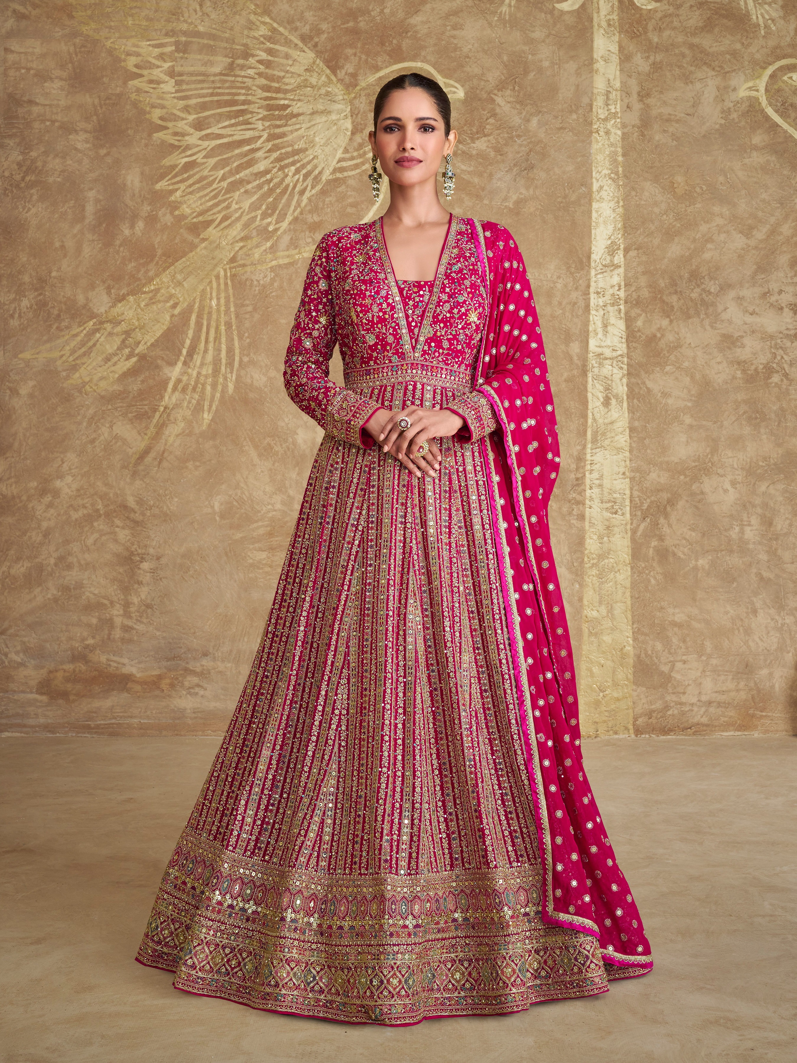 Elegant Pink Georgette Eid Gown