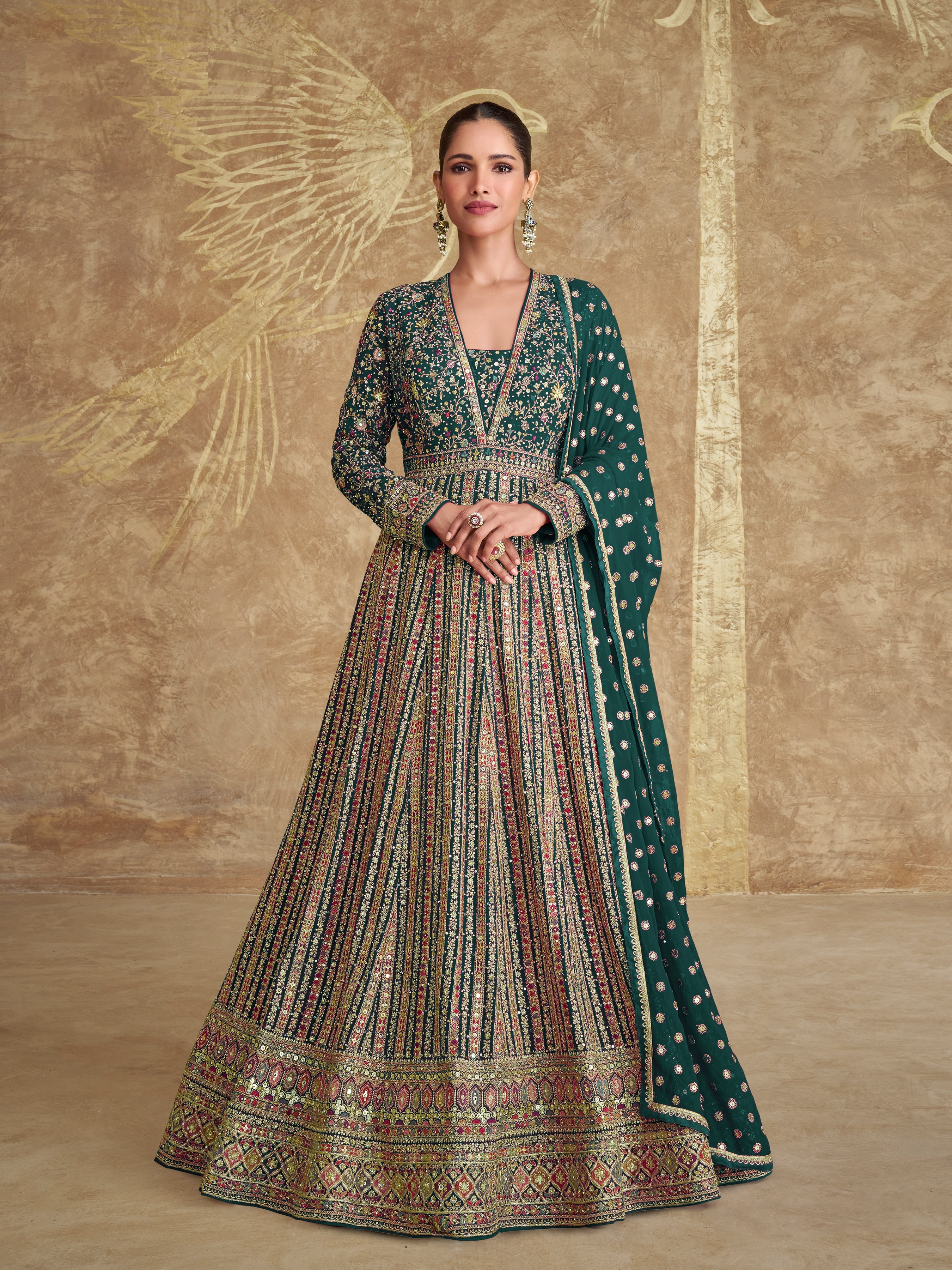 Elegant Green Georgette Eid Gown