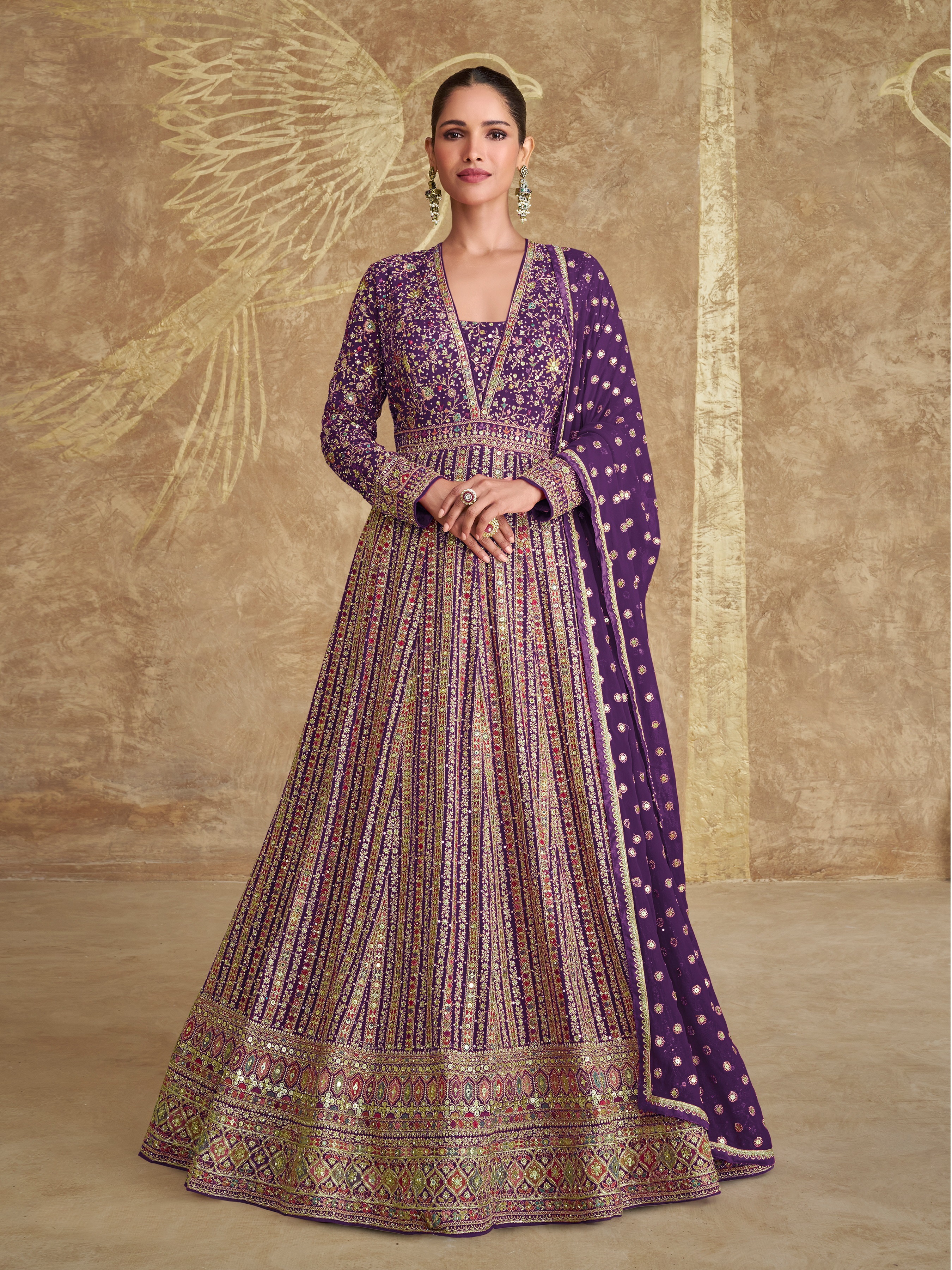 Regal Purple Georgette Eid Gown
