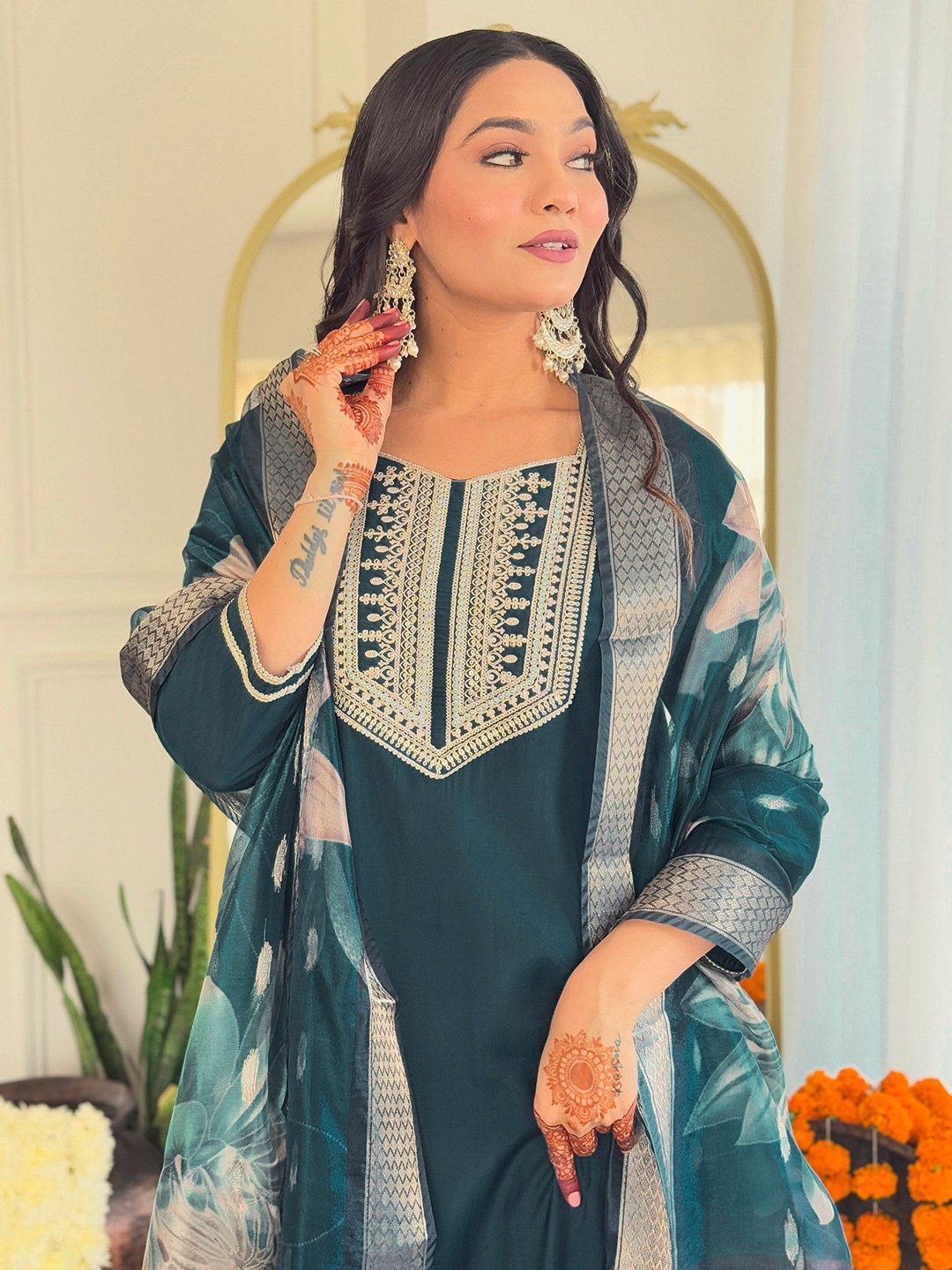 Elevate your Eid look with this gorgeous teal blue salwar kameez