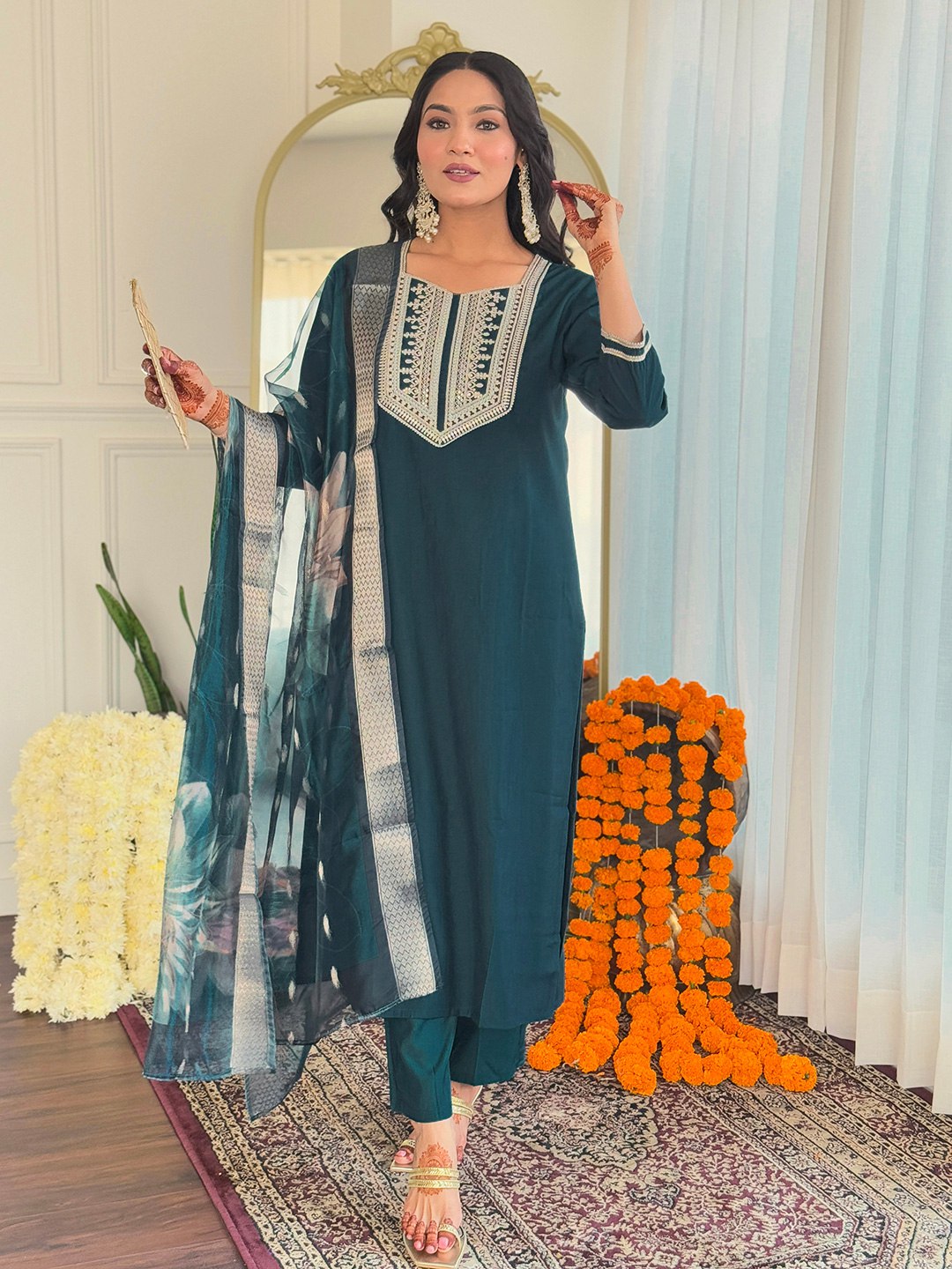 Elevate your Eid look with this gorgeous teal blue salwar kameez