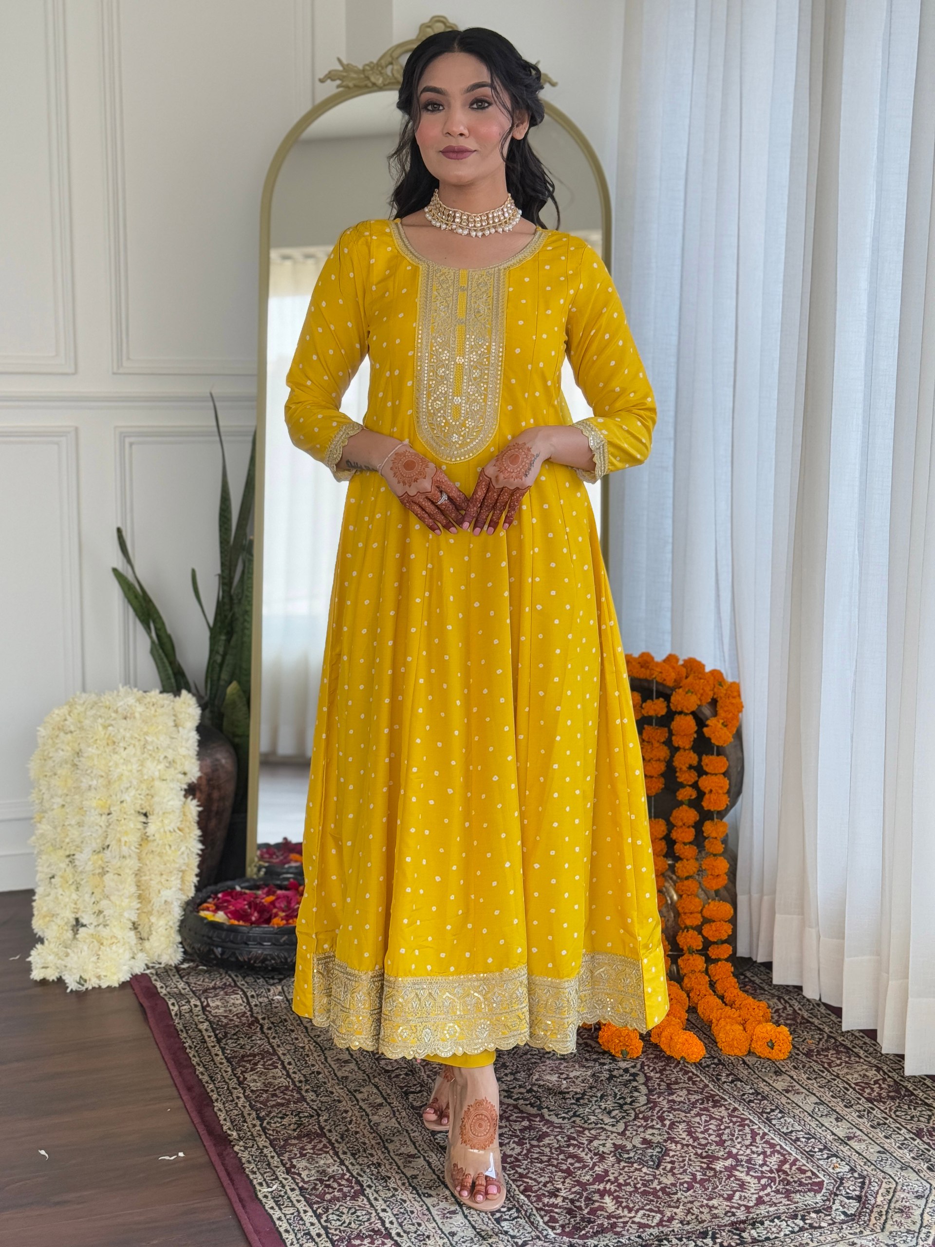Drape yourself in festive elegance with this luxurious mustard silk salwar kameez