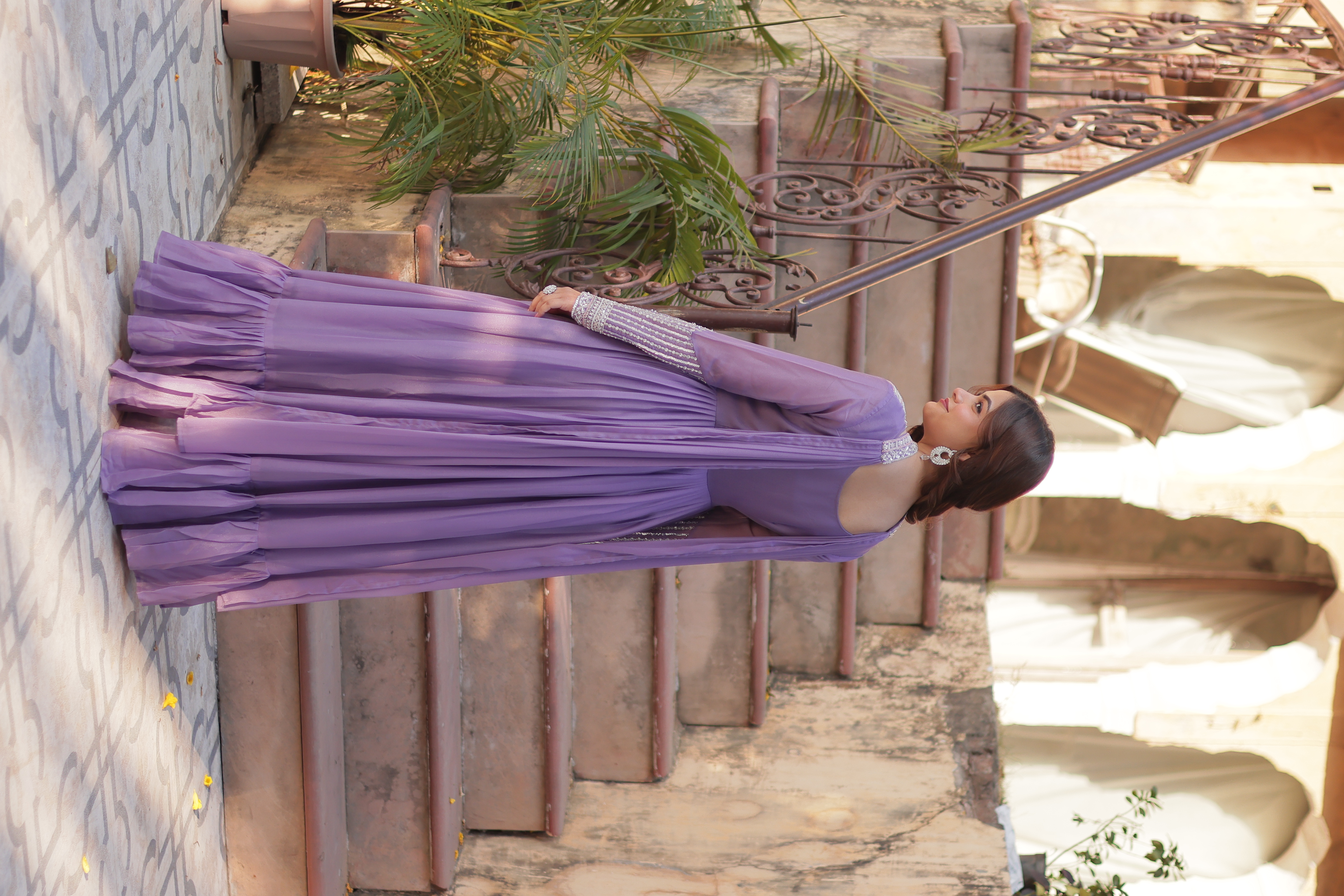 Embrace effortless grace in this lavender cotton gown