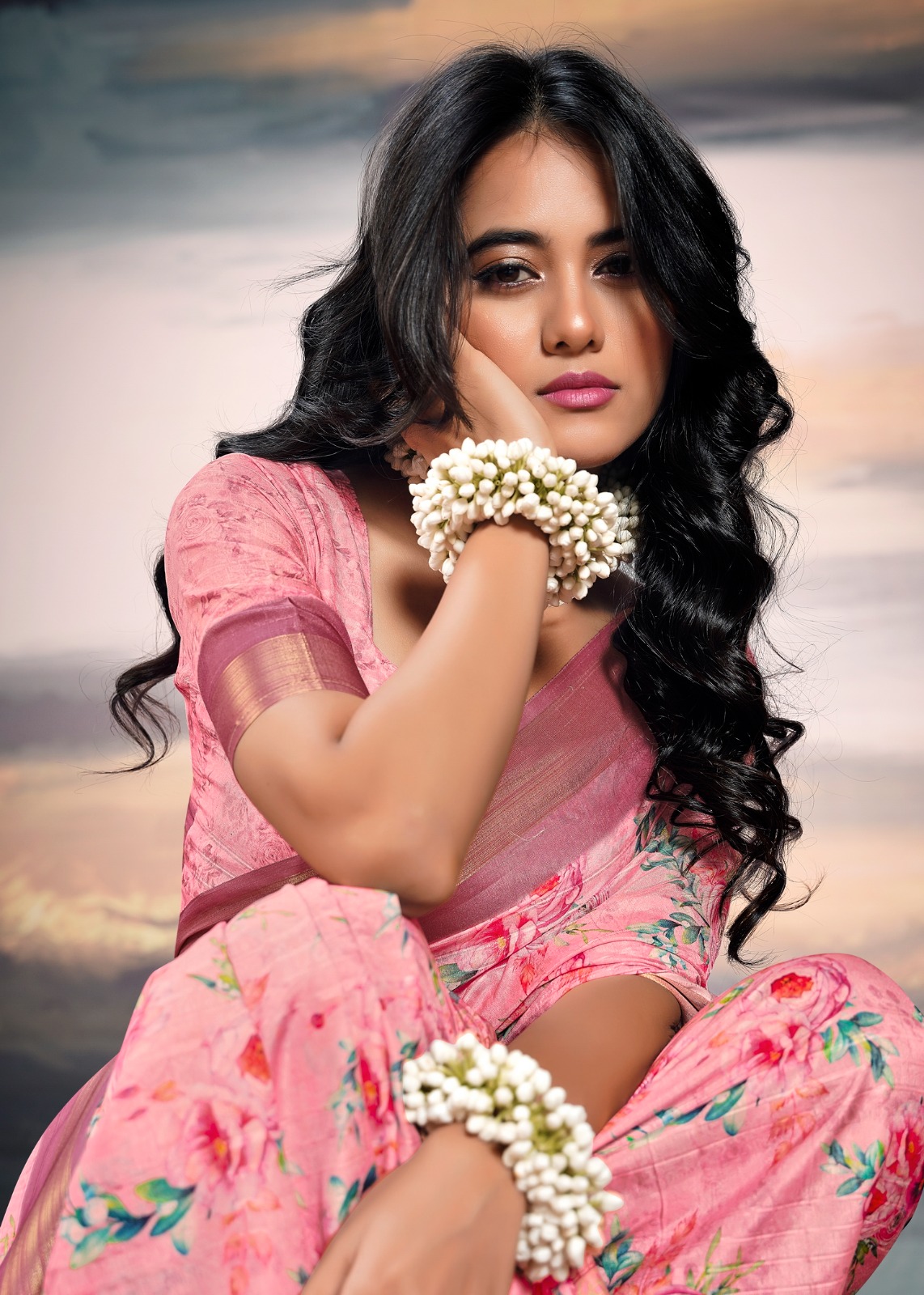 Step into refined elegance with this breathtaking pink cotton silk saree
