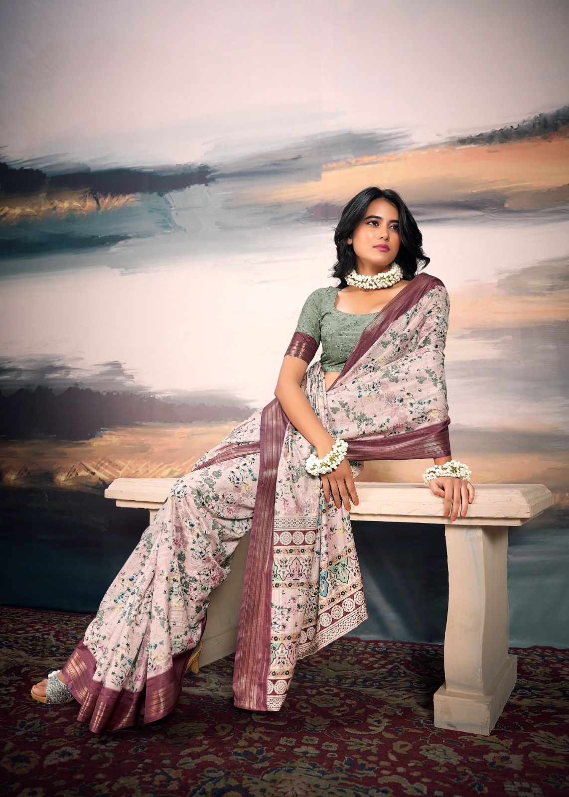 Make a striking impression with this majestic purple cotton silk saree