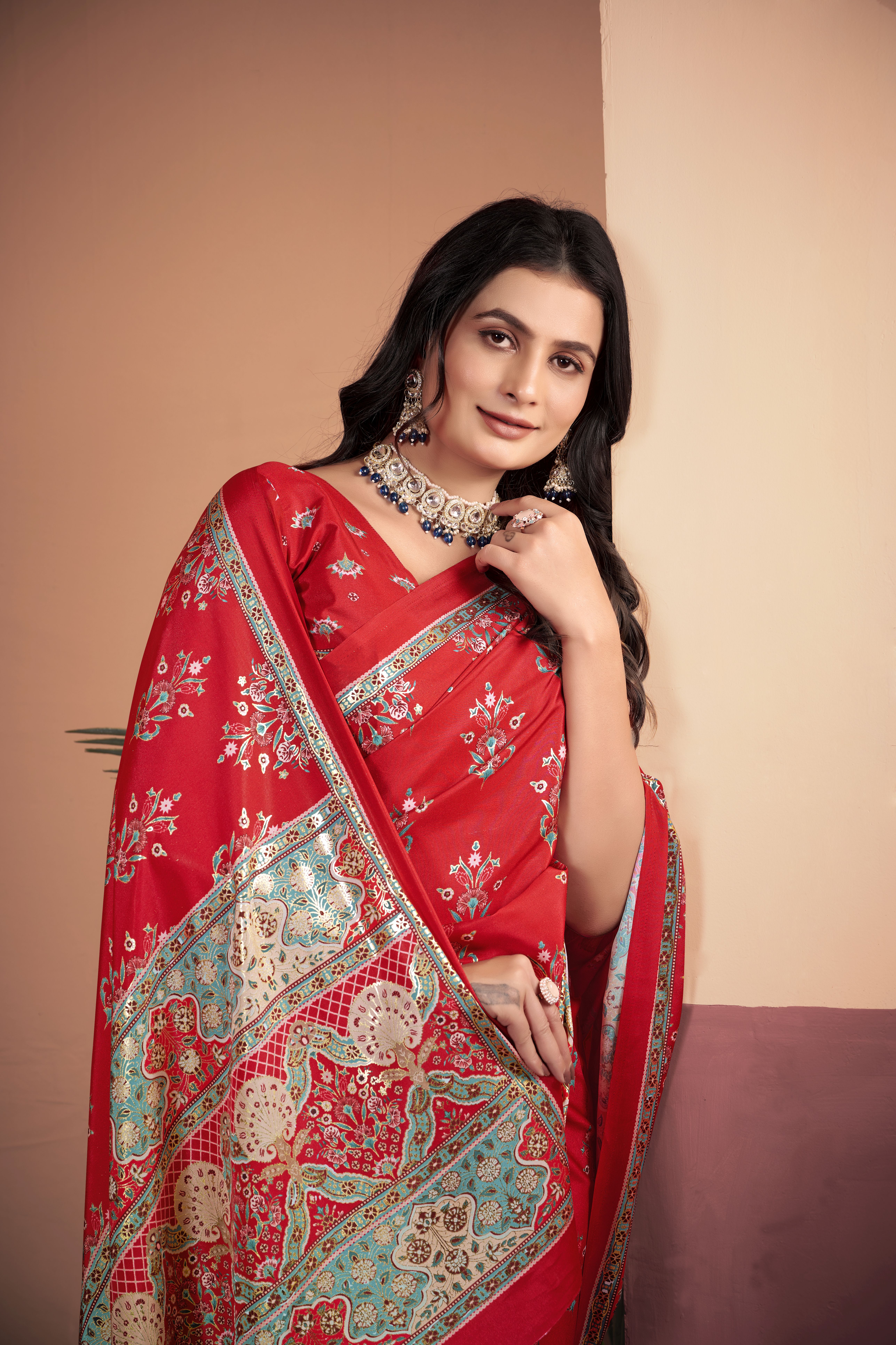 Opulent Maroon Soft Crepe Silk Saree with Matching Blouse