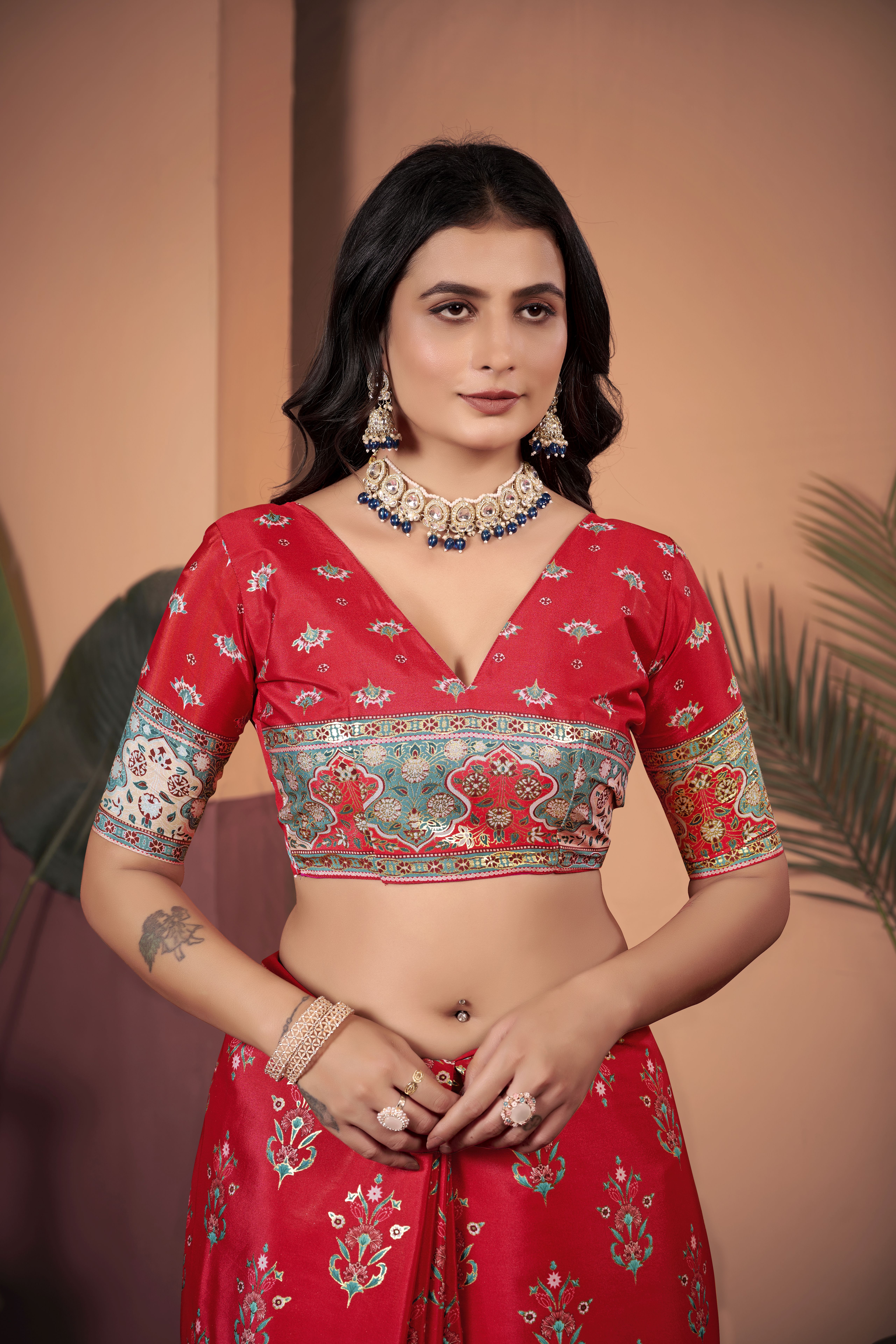 Opulent Maroon Soft Crepe Silk Saree with Matching Blouse