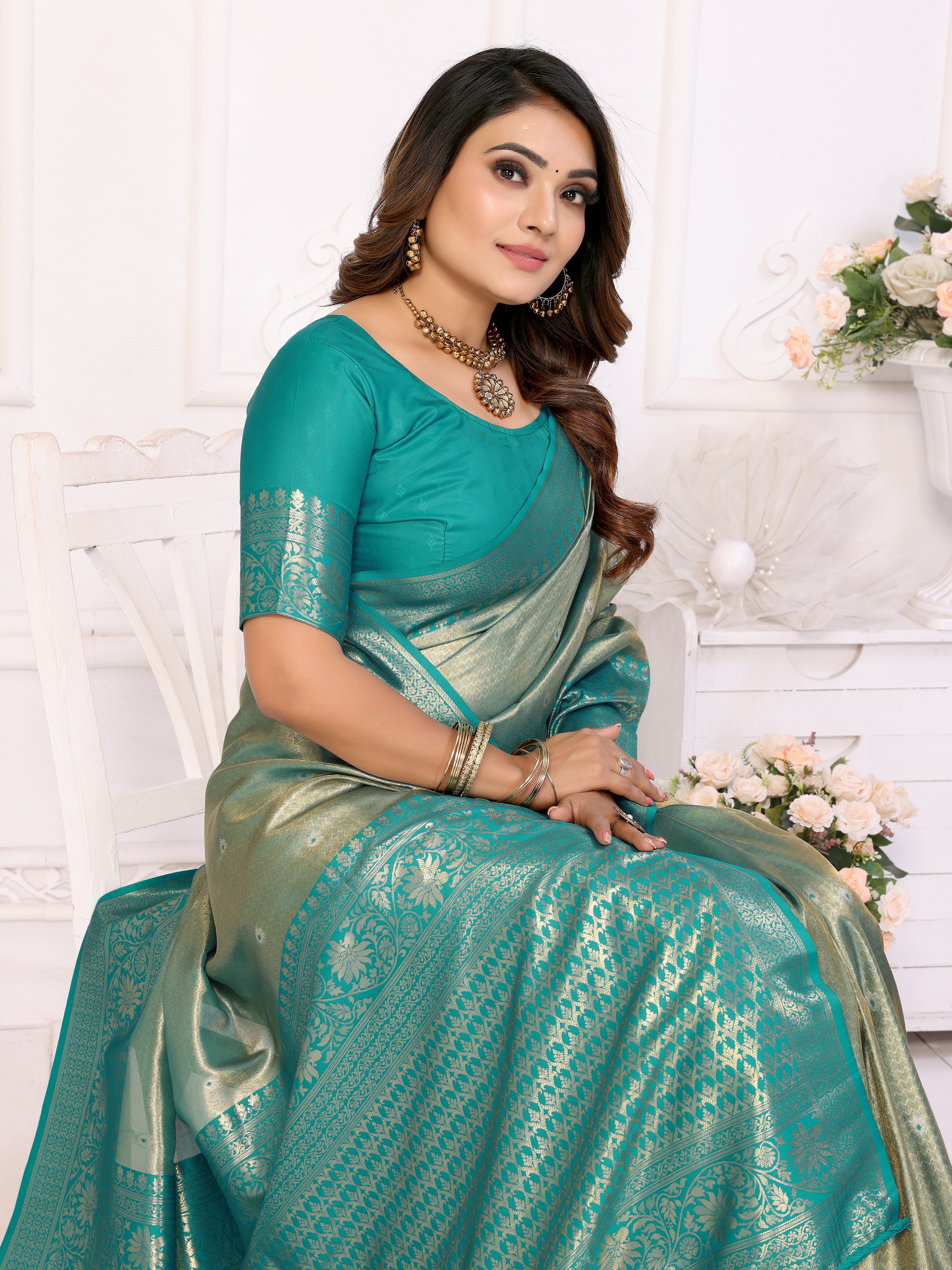 Drape yourself in elegance with this designer Banarasi tissue saree by Indian Fashion Follower