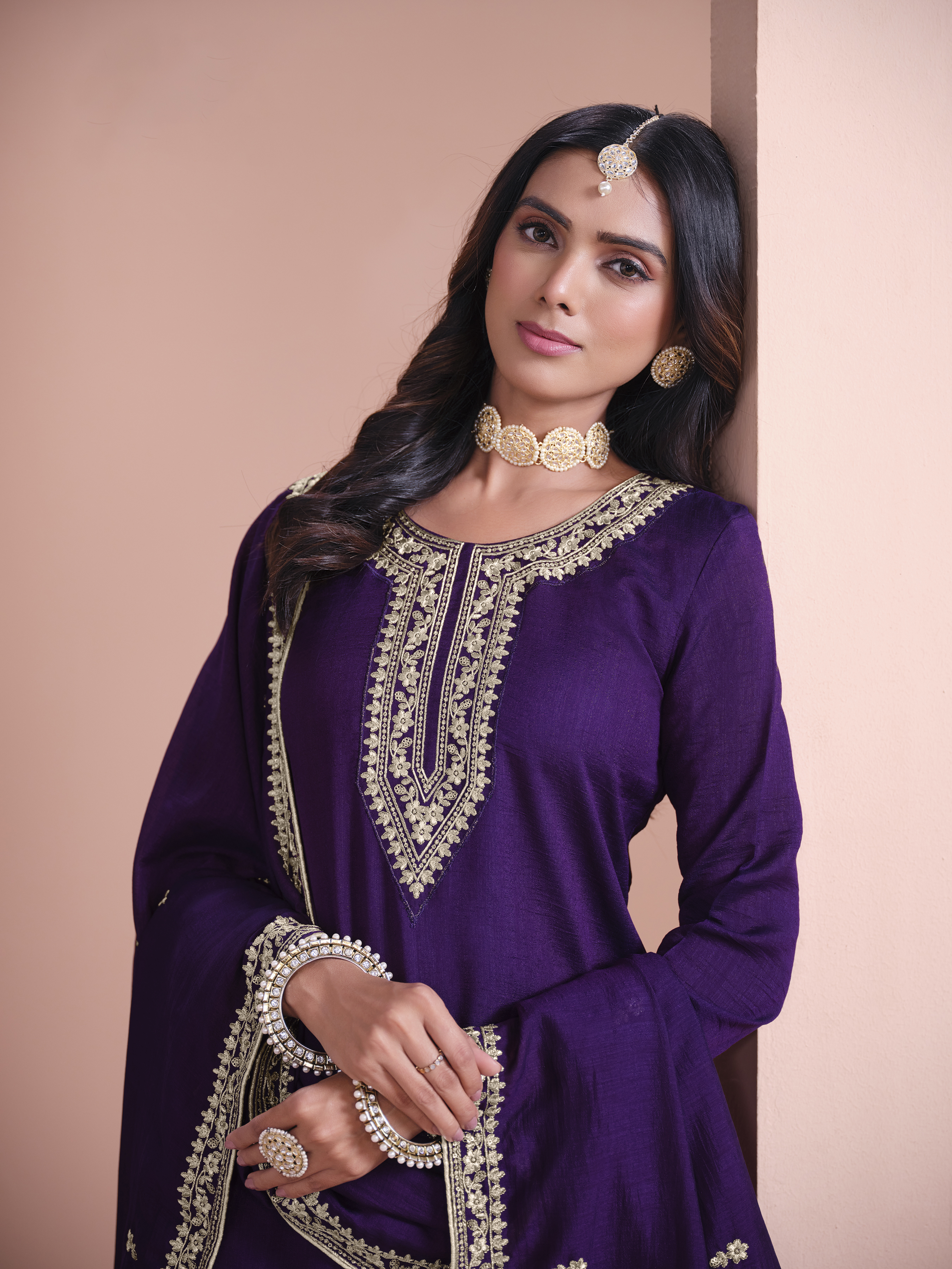 Celebrate Eid in style with this stunning violet palazzo suit