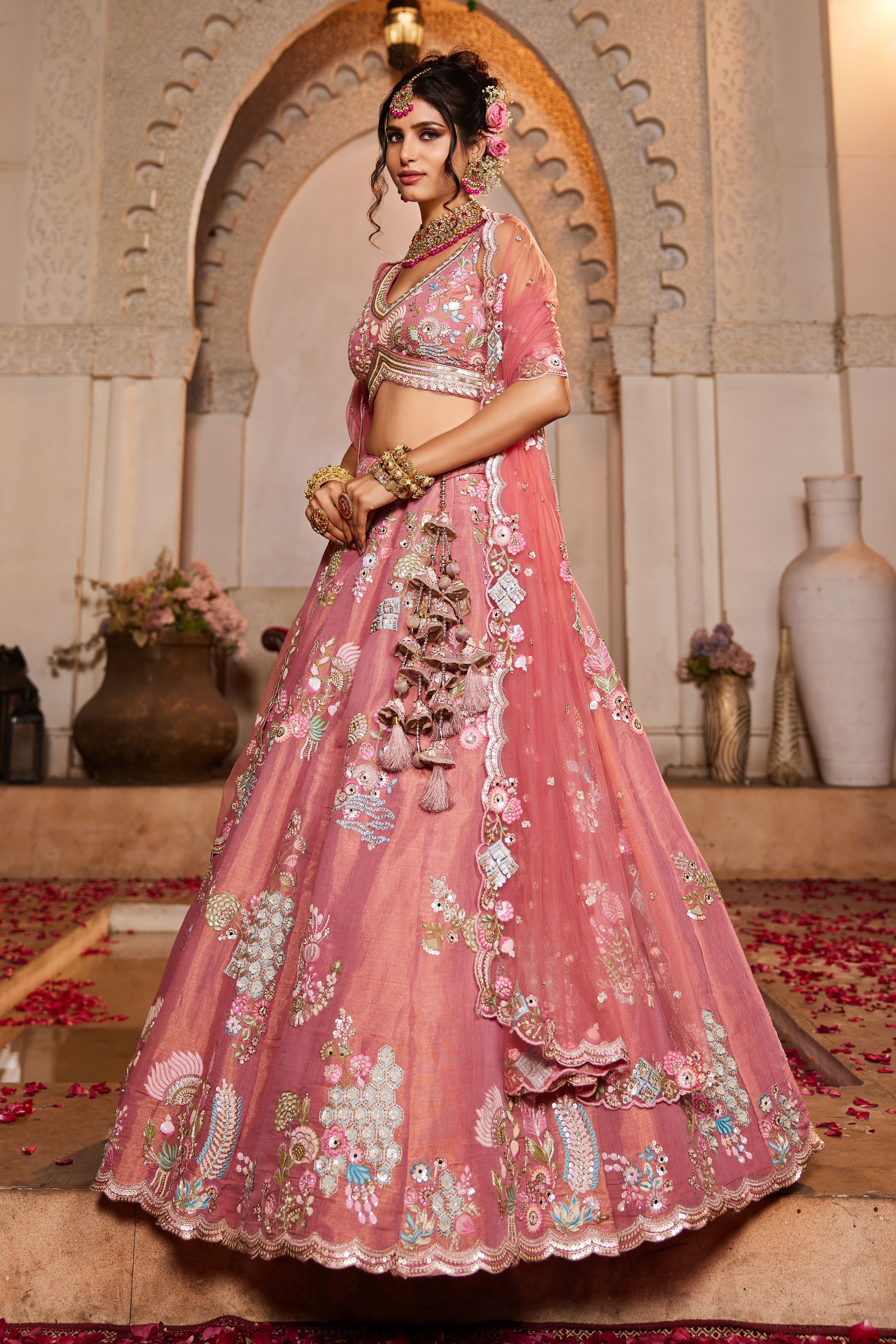 Radiate elegance in this stunning Pink Designer Lehenga