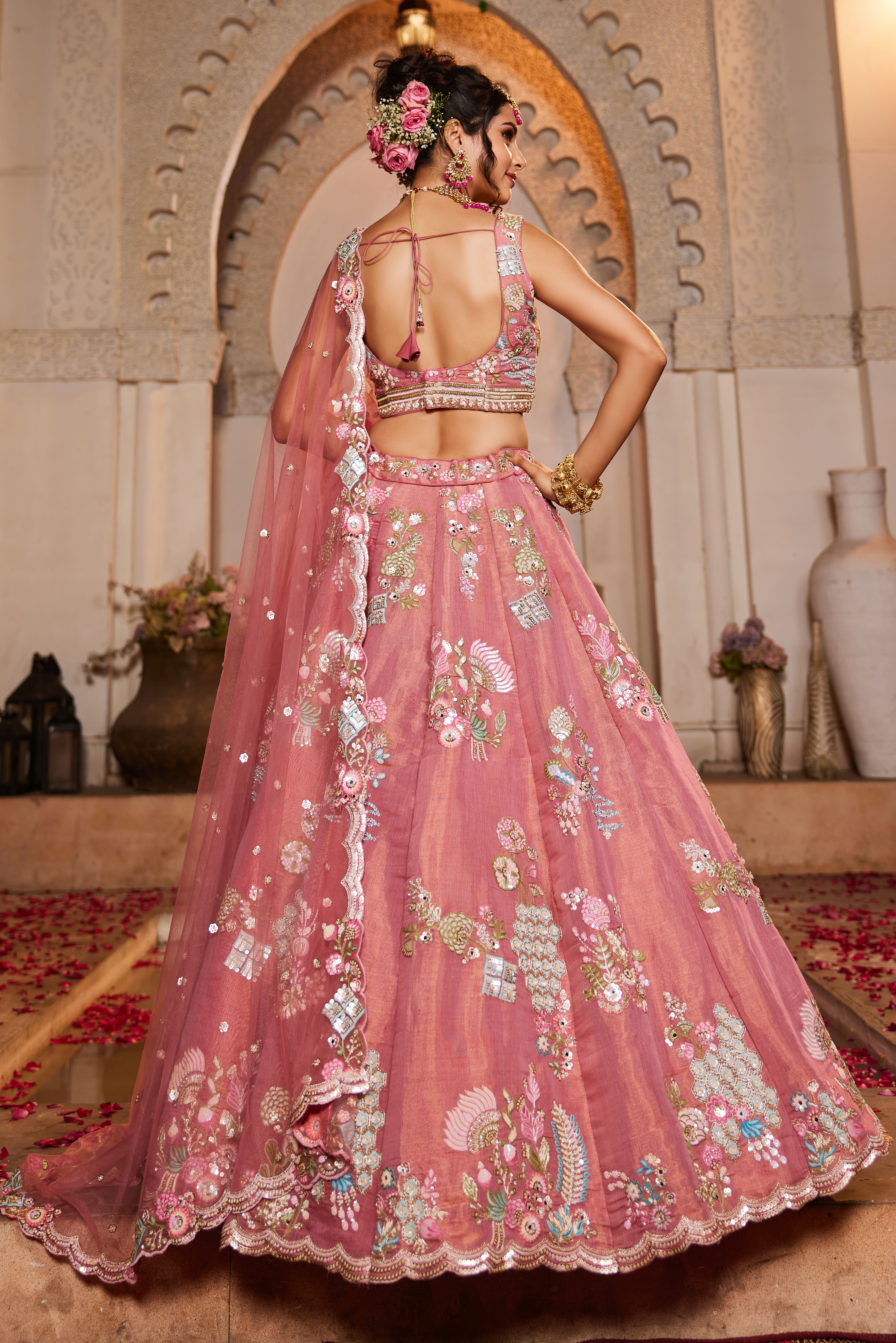 Radiate elegance in this stunning Pink Designer Lehenga