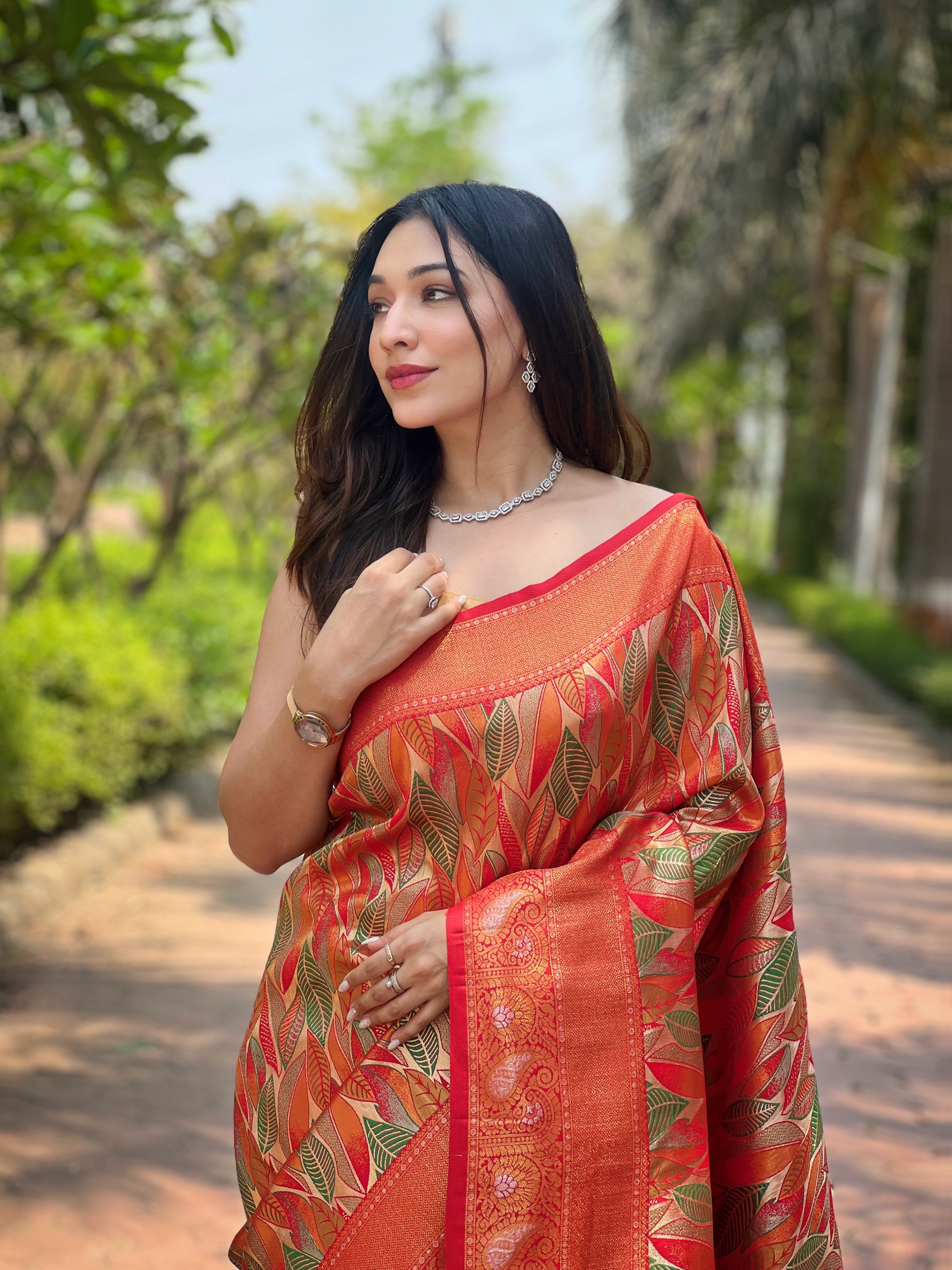The Red & Gold Kanchi Pattu Silk Saree – A Royal Affair