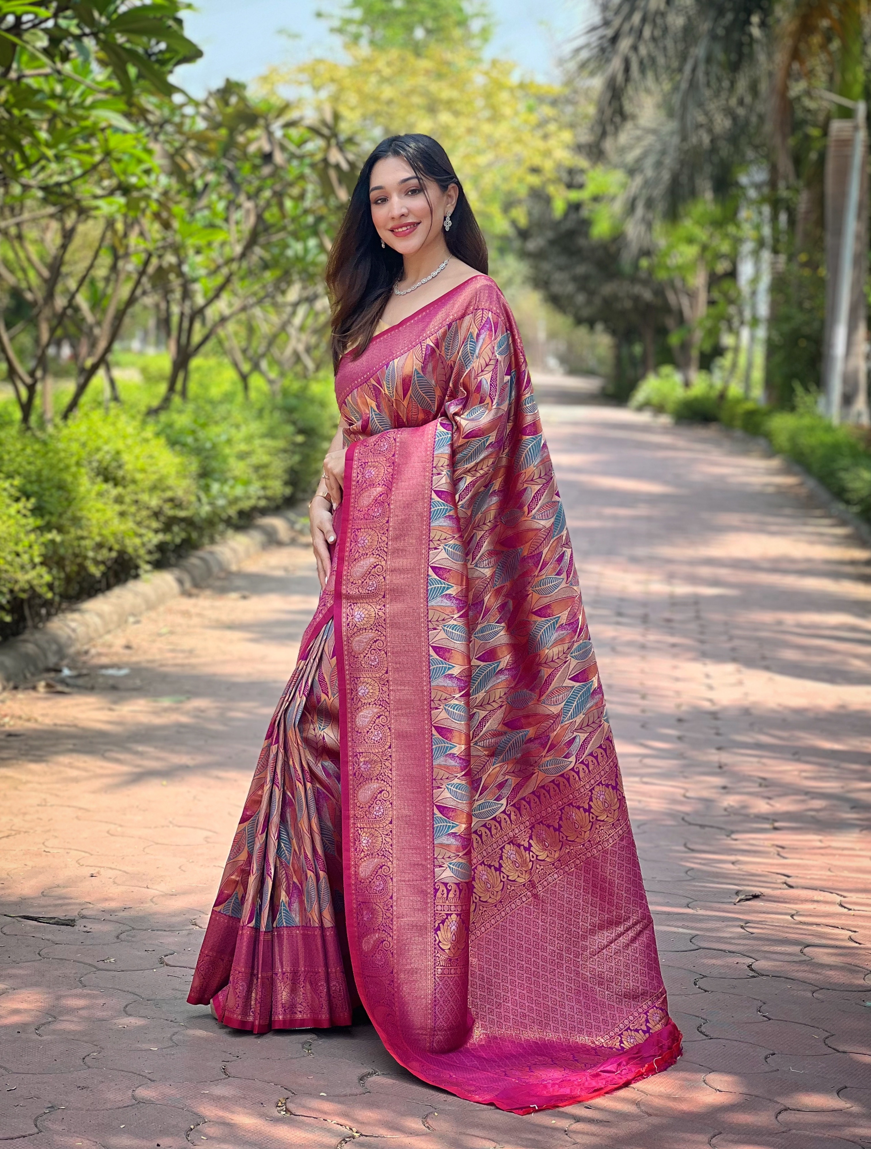 Embrace the grandeur of heritage craftsmanship with our Purple Kanchi Pattu Silk Saree,