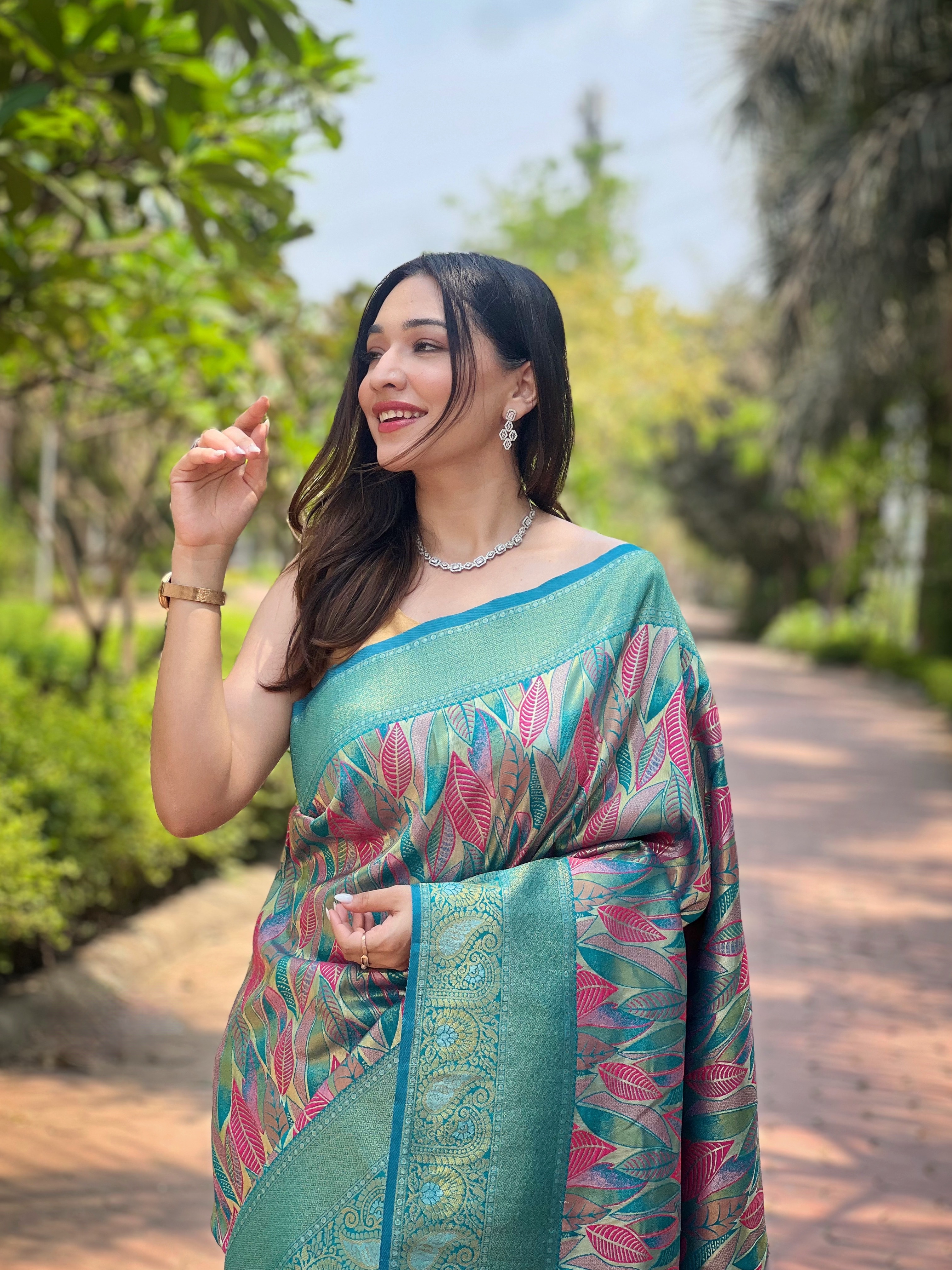 Embrace the beauty of tradition with our Sky Blue Kanchi Pattu Silk Saree