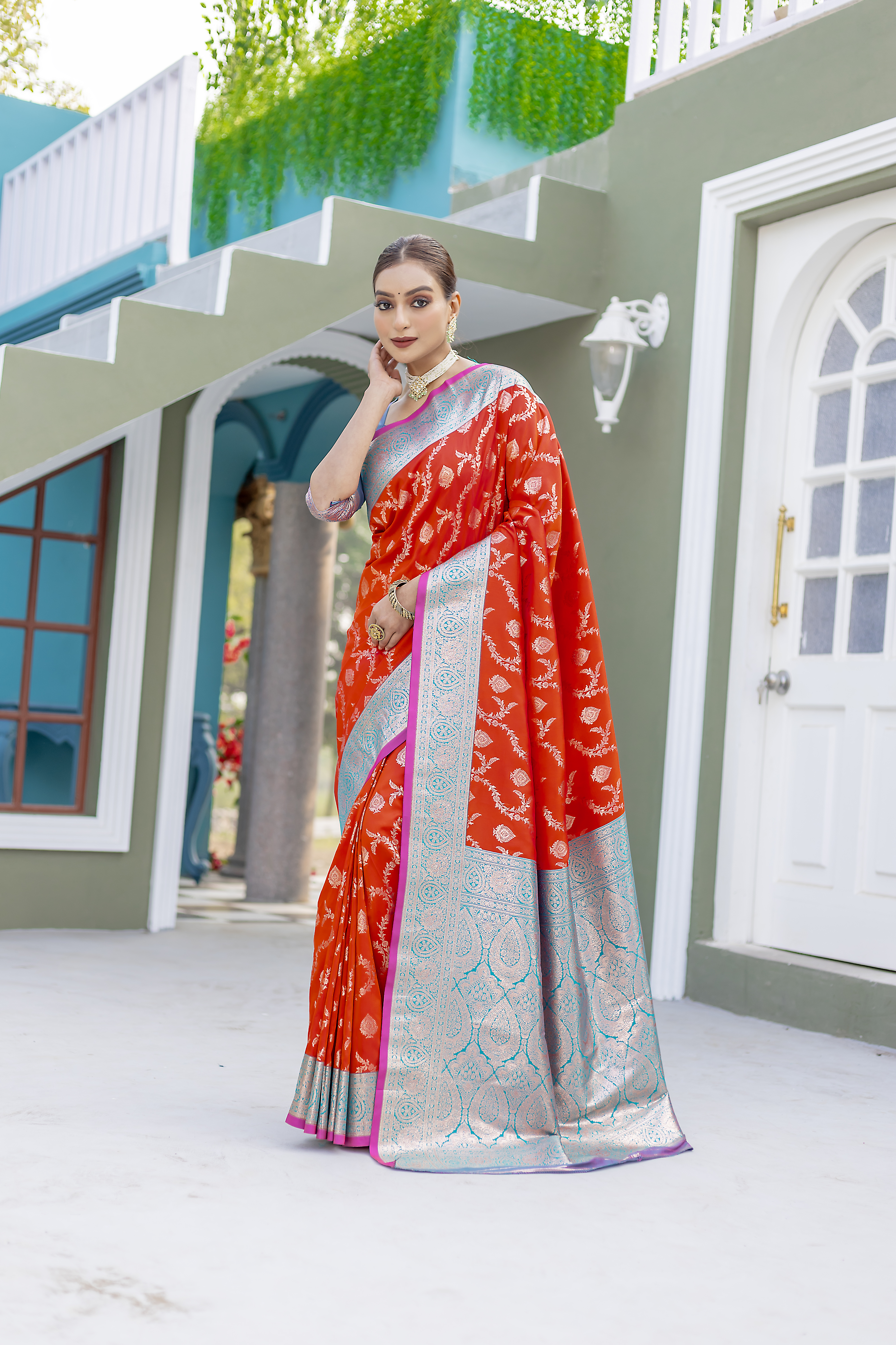 Celebrate the beauty of tradition with our Red Banarasi Silk Saree