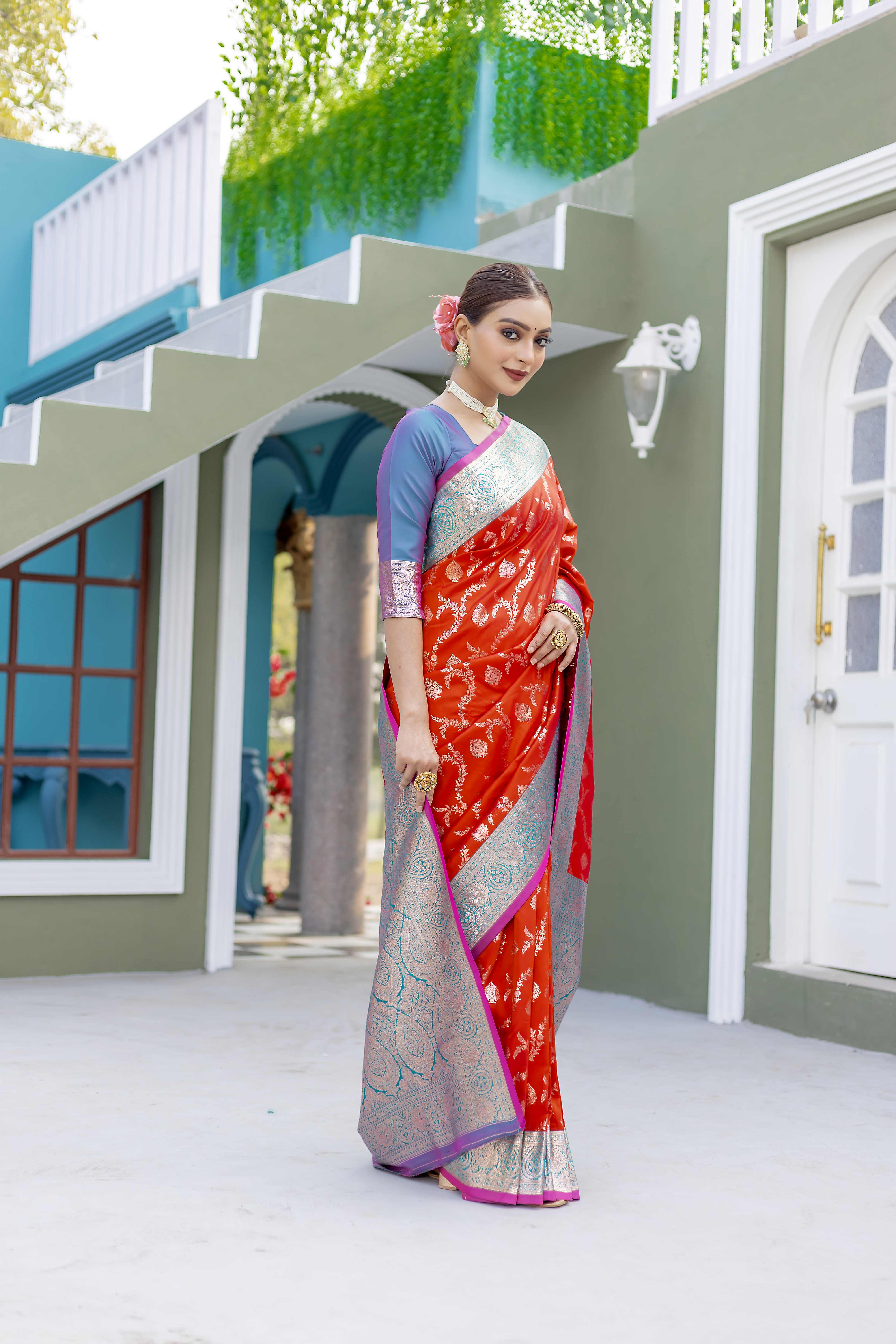 Celebrate the beauty of tradition with our Red Banarasi Silk Saree