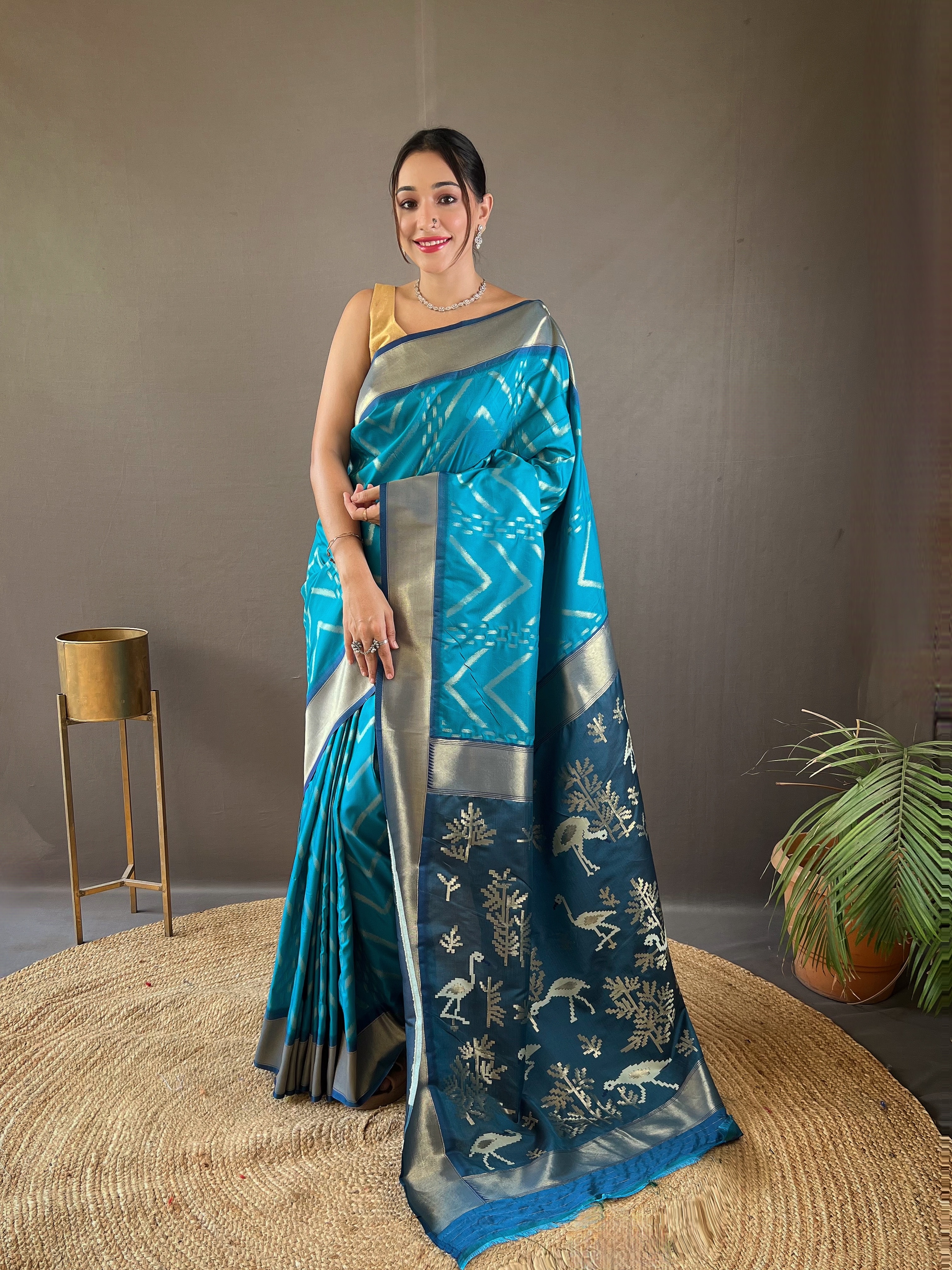 Immerse yourself in the beauty of tradition with our Rama Blue Soft Silk Saree