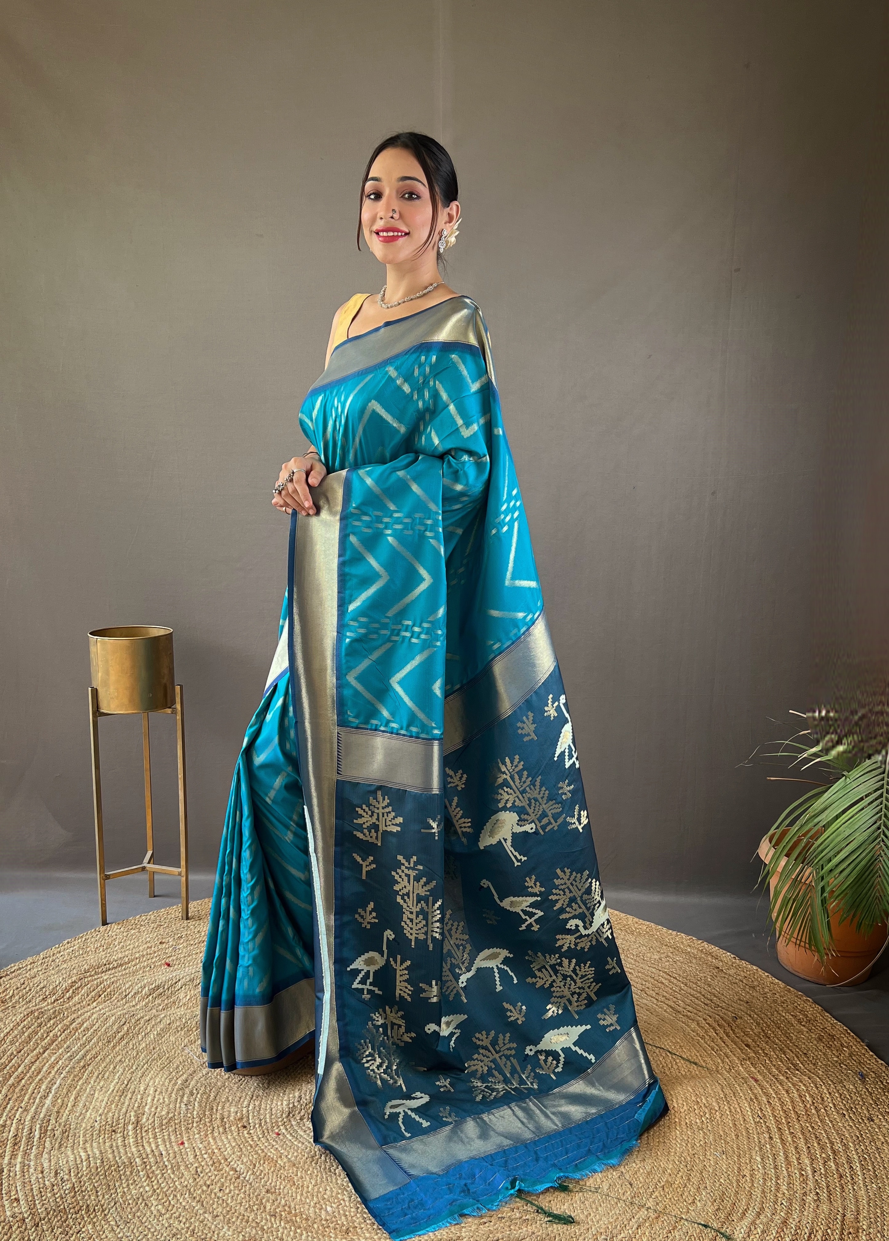 Immerse yourself in the beauty of tradition with our Rama Blue Soft Silk Saree