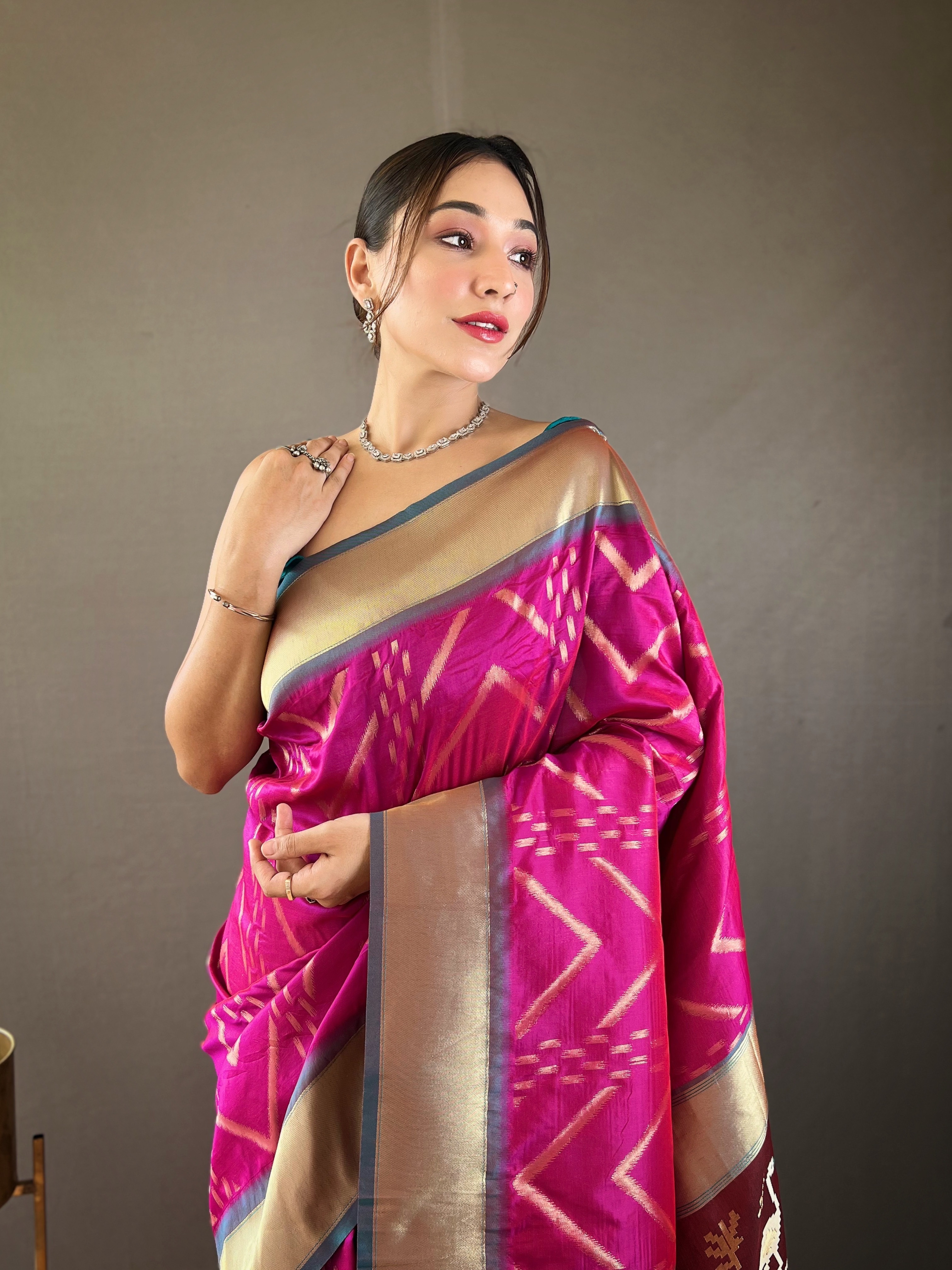 Elevate your ethnic wardrobe with our Magenta Pink Soft Silk Saree