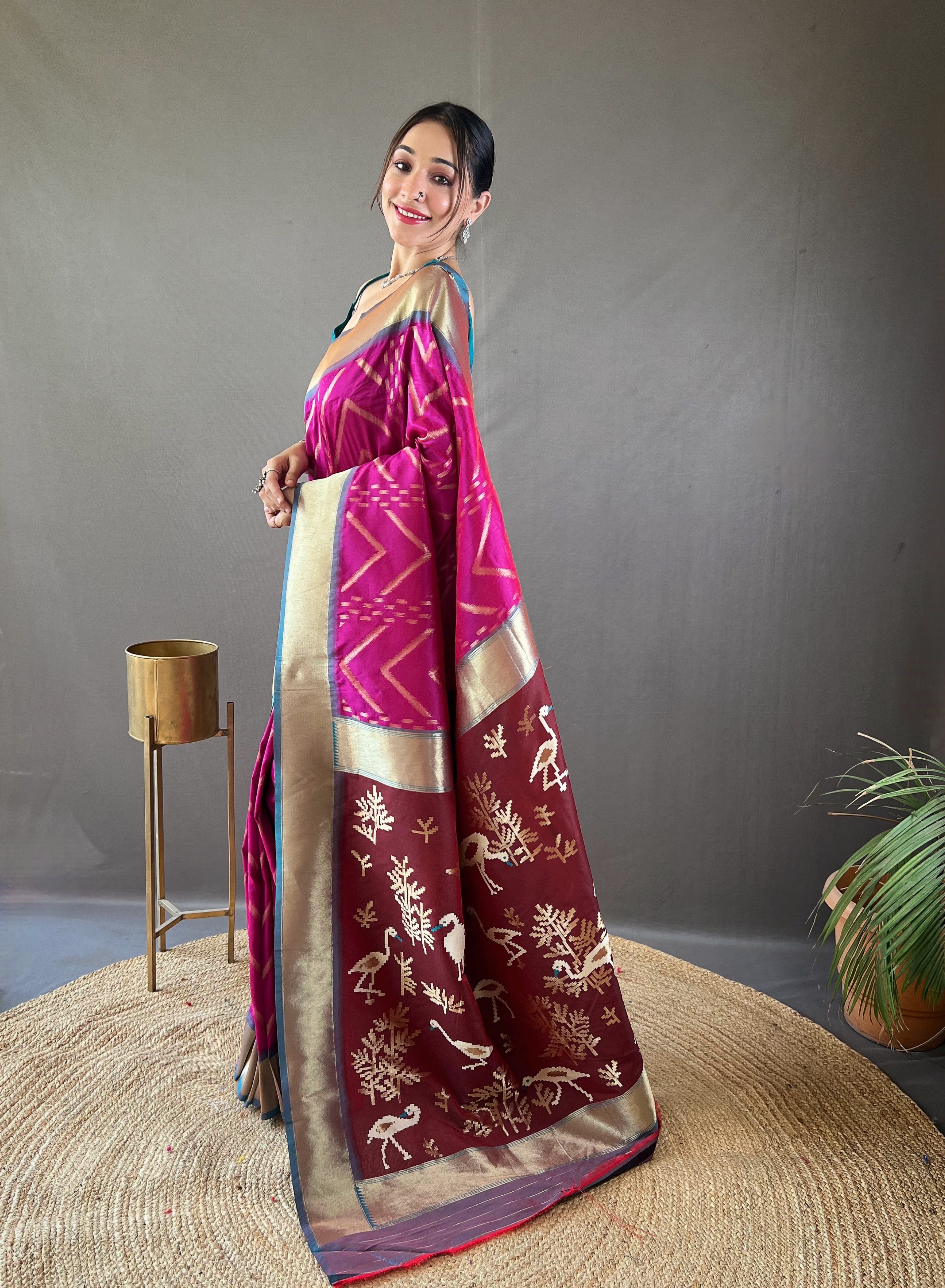 Elevate your ethnic wardrobe with our Magenta Pink Soft Silk Saree