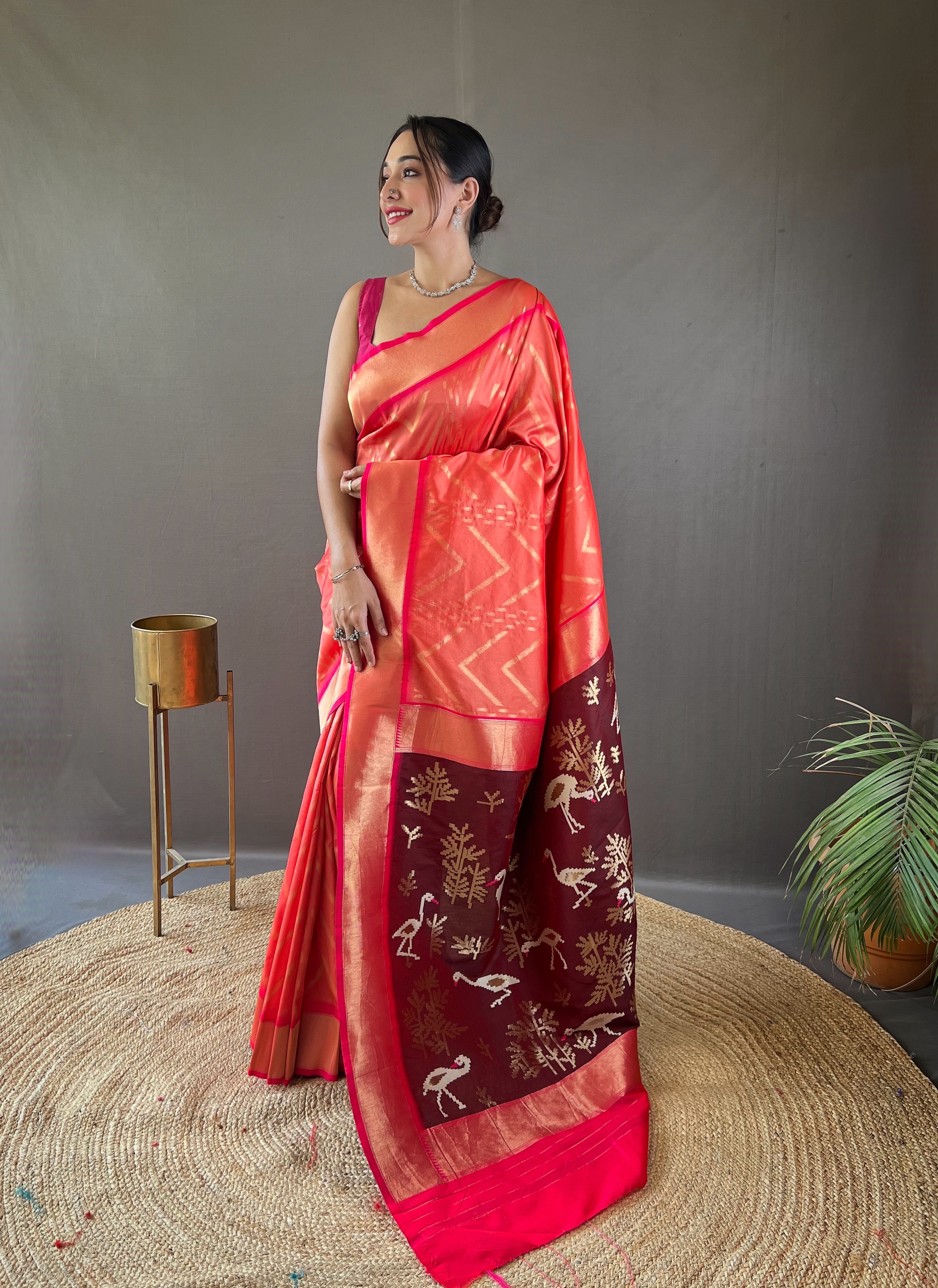 Graceful Elegance in Pink Soft Silk Saree with Deep Wine Pallu