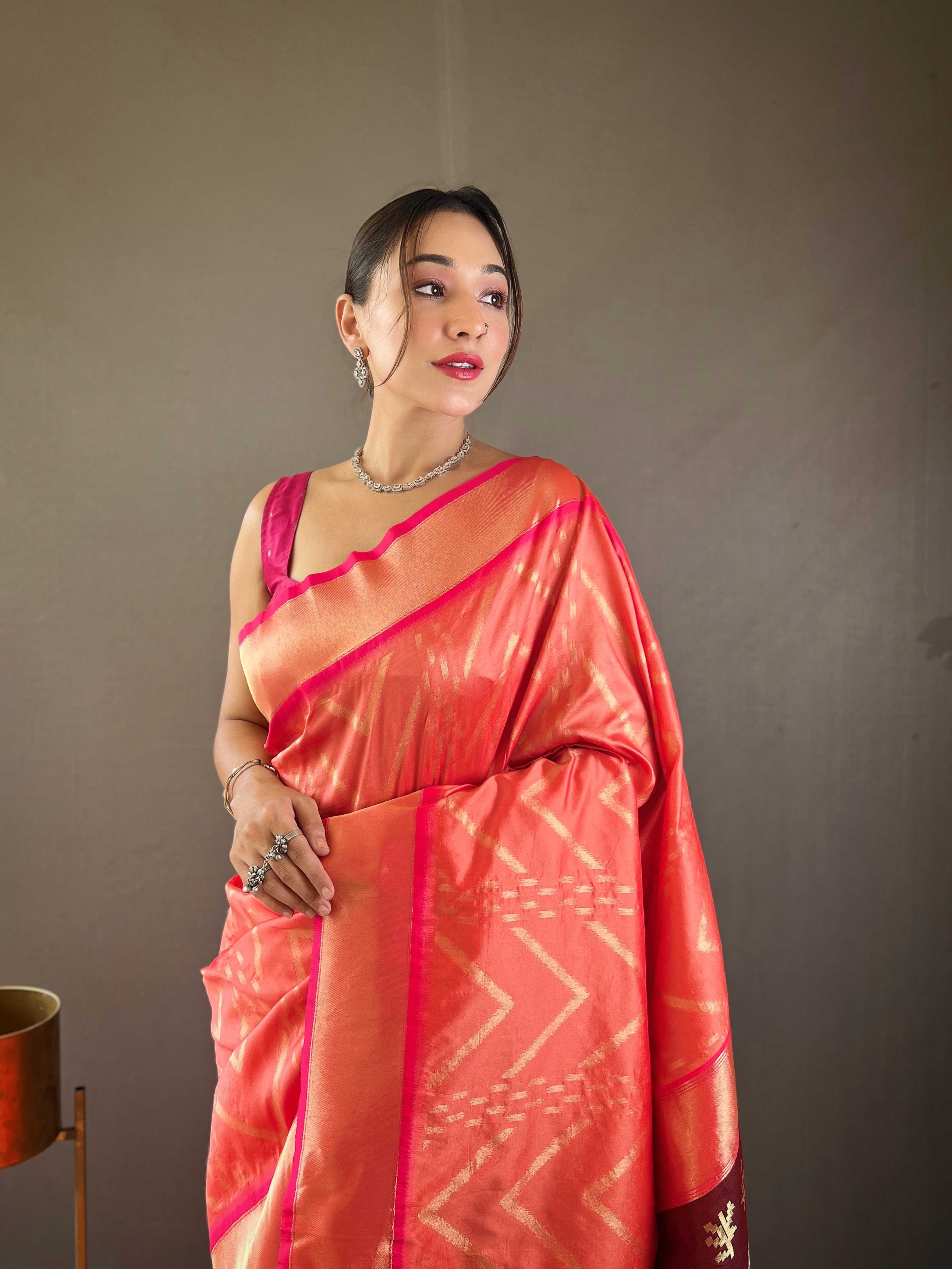 Graceful Elegance in Pink Soft Silk Saree with Deep Wine Pallu