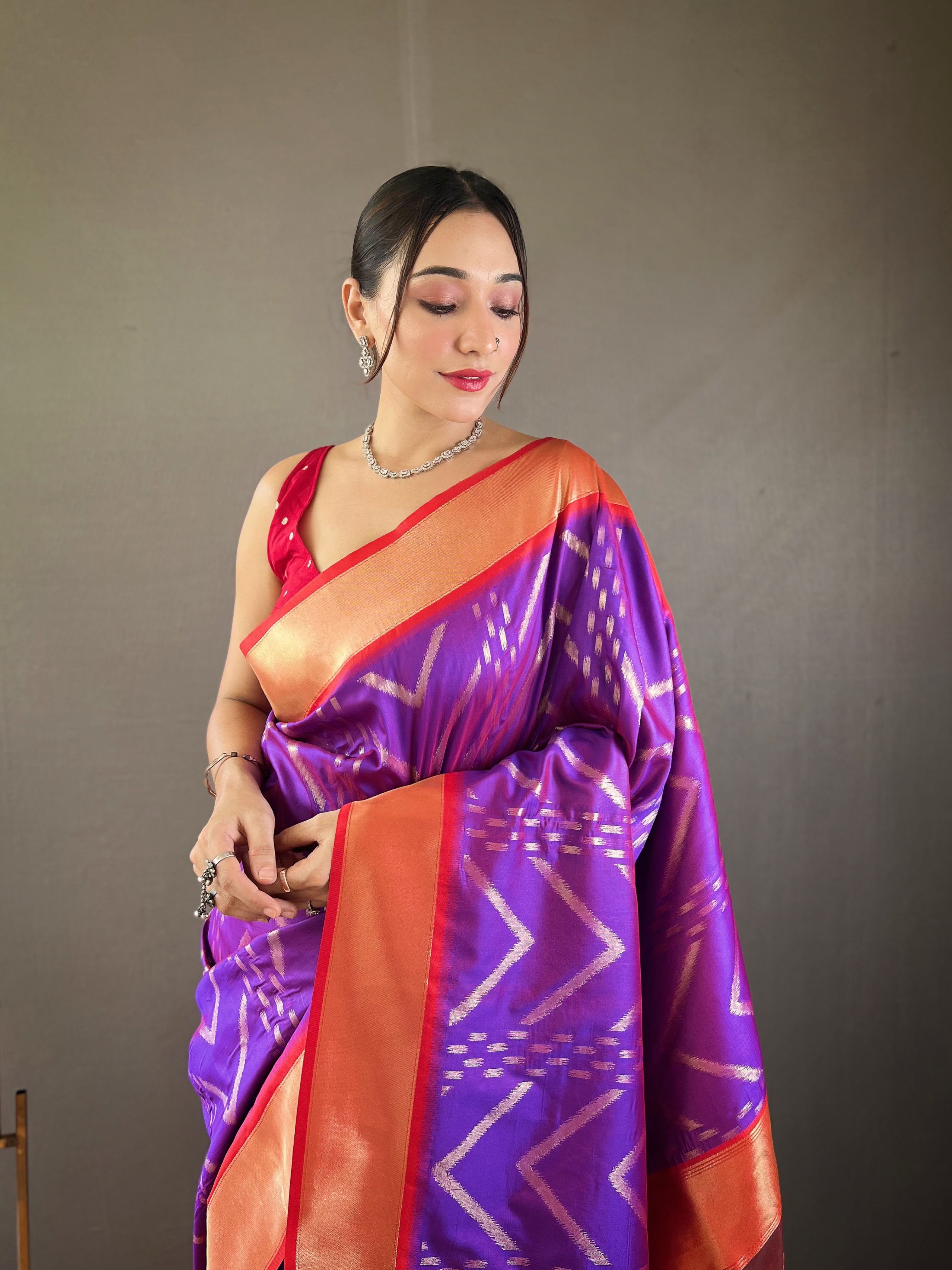 Regal Elegance in Purple Soft Silk Saree with Deep Wine Pallu