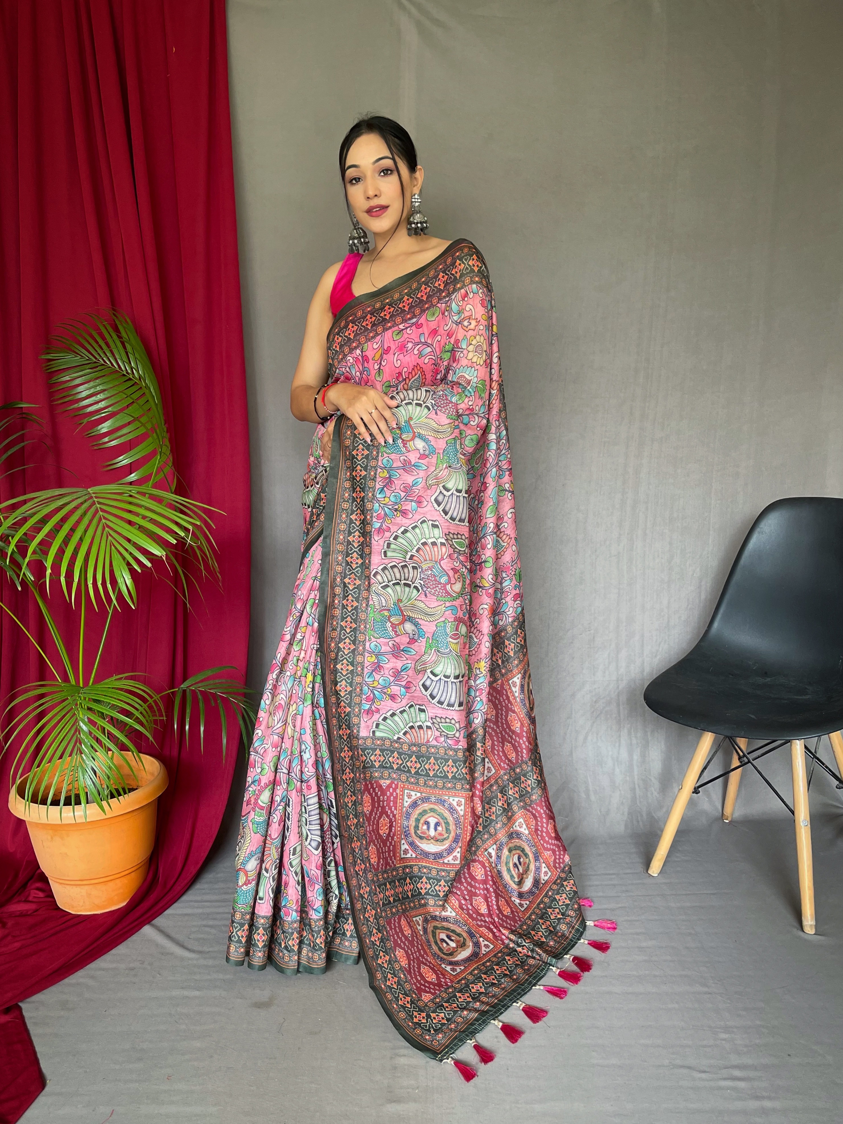 Embrace the beauty of tradition with our Multicolour Malai Cotton Saree